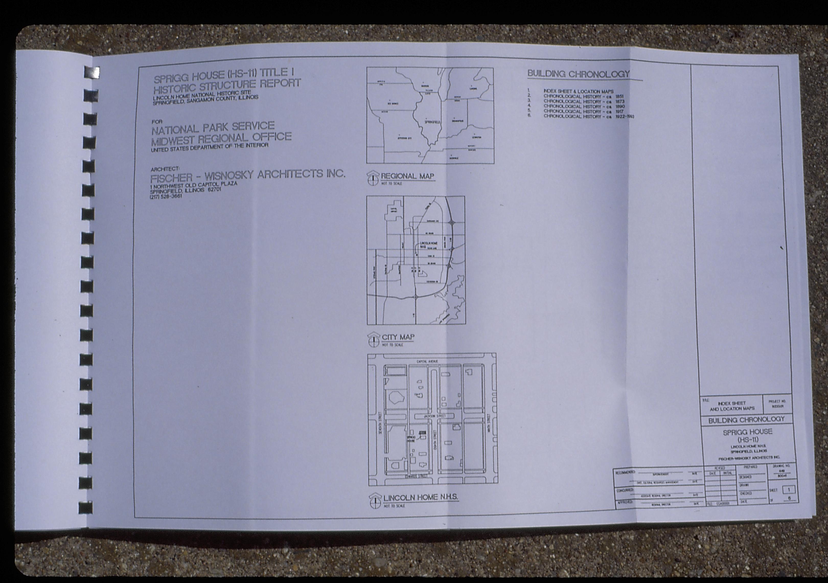 Sprigg House plans HSR Lincoln Home NHS- Sprigg House Restoration, Abney, 11 Sprigg House, plans