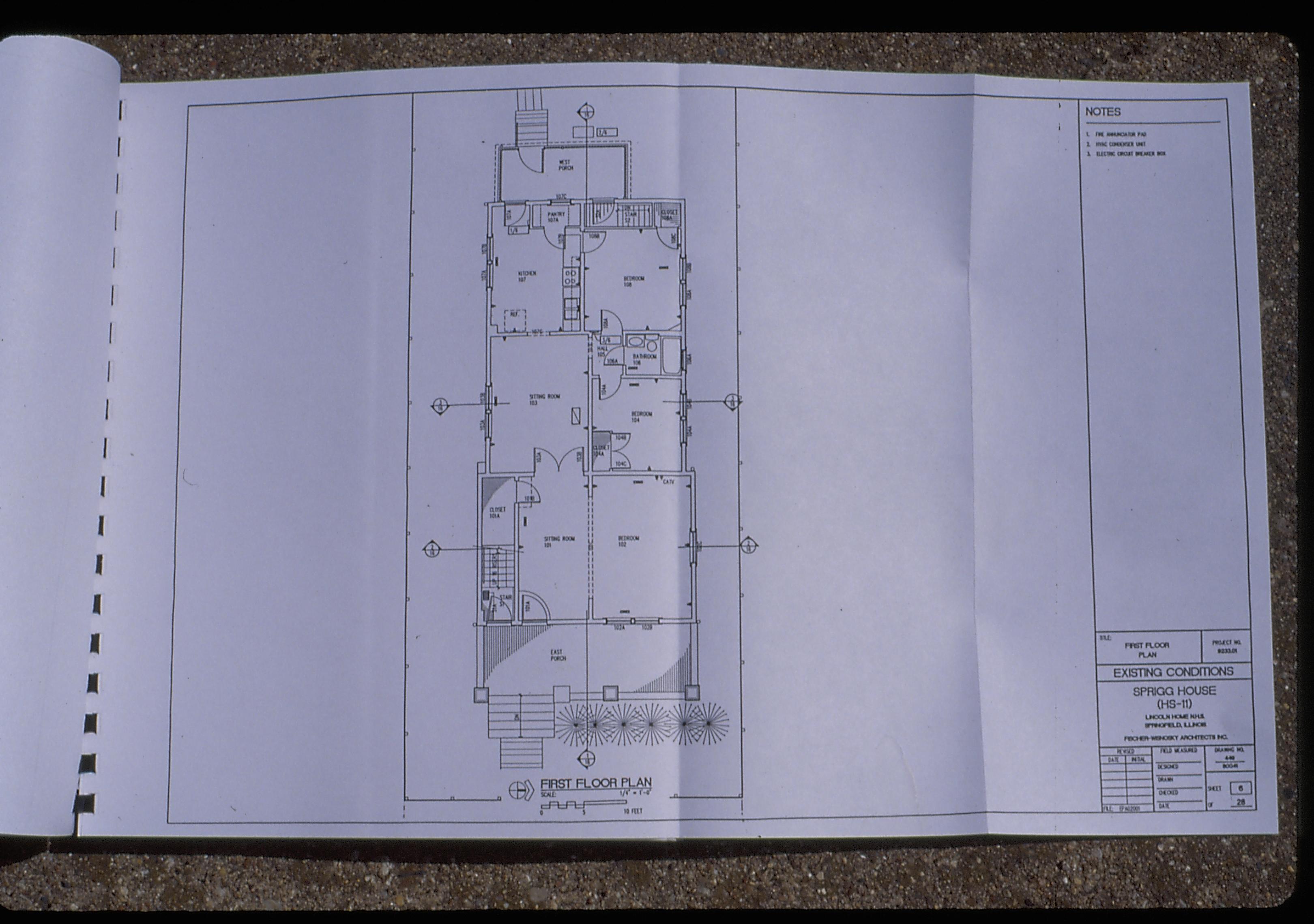 Sprigg House plans HSR Lincoln Home NHS- Sprigg House Restoration, Abney, 14 Sprigg House, plans