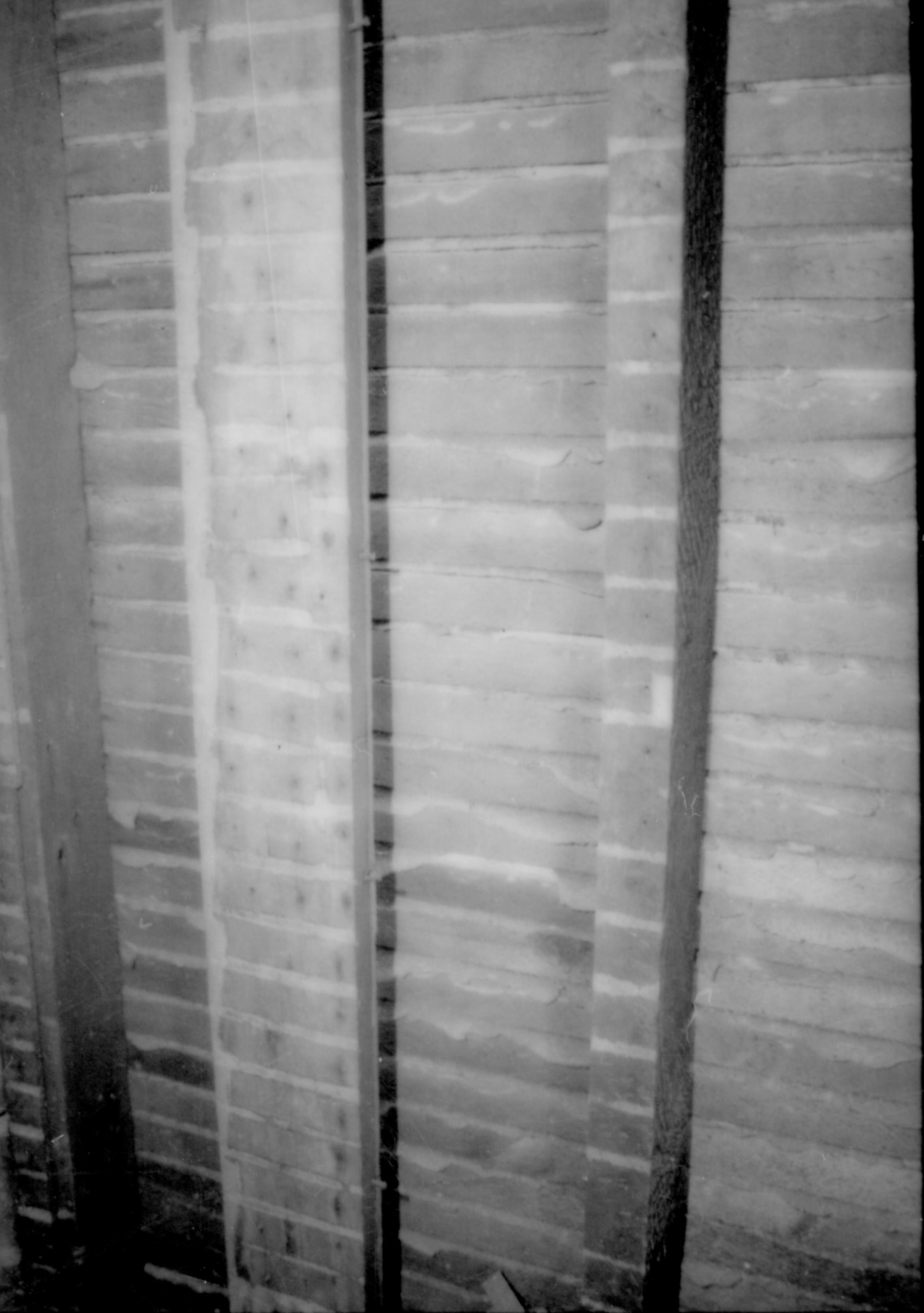 1850 structure features, vertical view- middle Lincoln Home NHS- Sprigg House Restoration, Roll 1, exp 21 Sprigg House, restoration, wall