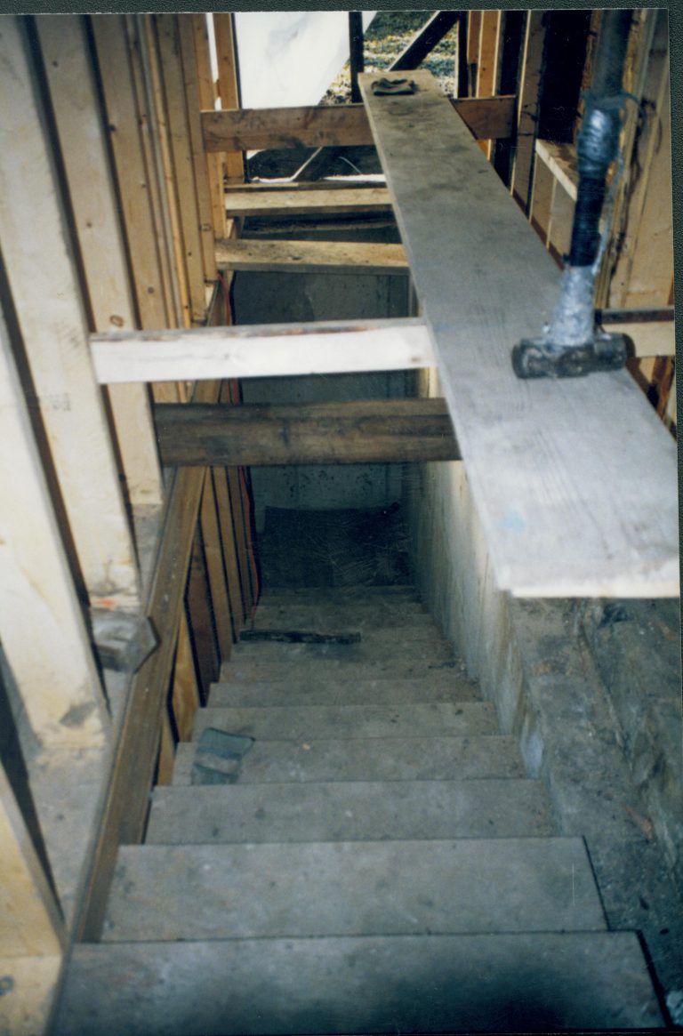 Sprigg House, staircase, looking down) under construction Lincoln Home NHS- Sprigg House, Roll N5 exp 9 Sprigg House, restoration