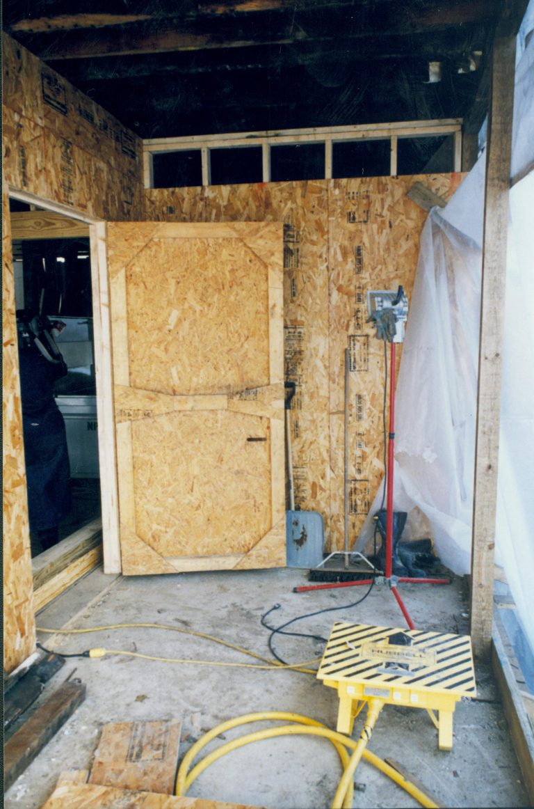 Sprigg House, Looking at South entry-porch, East wall; under construction Lincoln Home NHS- Sprigg House, Roll N5 exp 10 Sprigg House, restoration