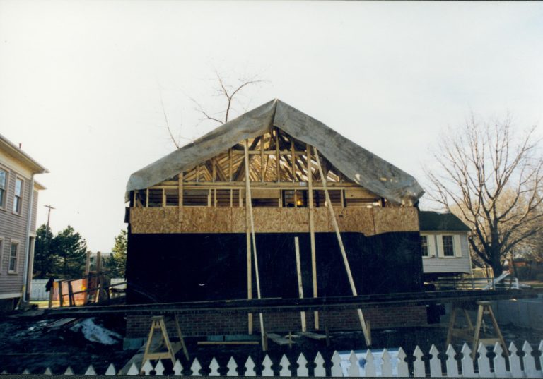 Sprigg House, Exterior East wall, In background on Left side of photo can see North wall Miller and East wall Corneau Lincoln Home NHS- Sprigg House, Roll N5 exp 25 Sprigg House, restoration