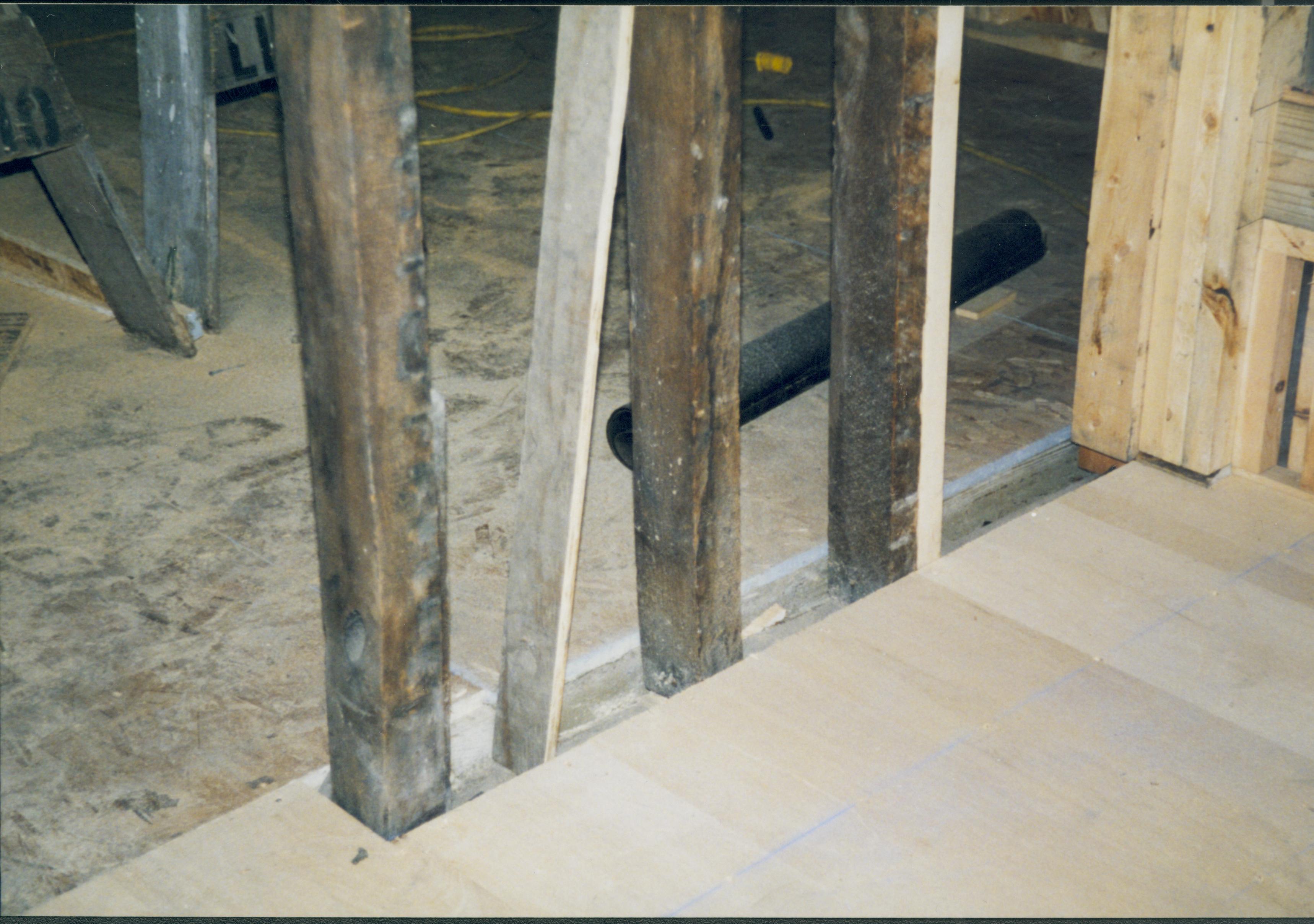 Sprigg House, Detail of wall between room 109 and 108.1, construction in process Lincoln Home NHS- Sprigg House, Roll N1 exp 14 Sprigg House, restoration, construction