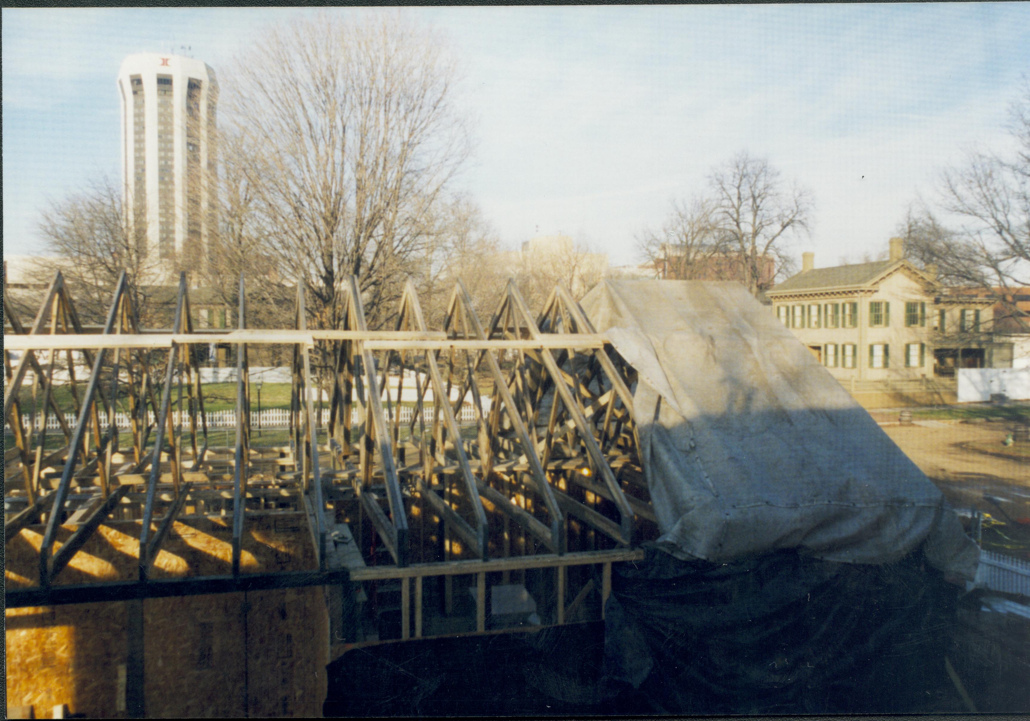 Sprigg House roofing; trusses, from Miller House Lincoln Home NHS- Sprigg House, Sprigg #1 Photo, January 1998, exp 8 Sprigg House, roof, restoration