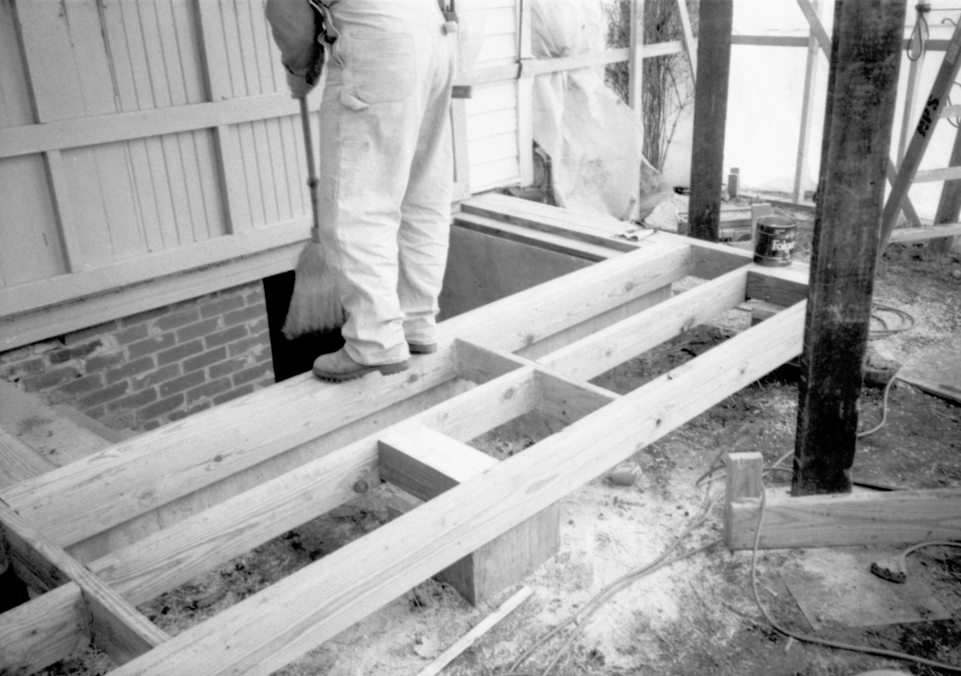 Sprigg House deck construction over basement stairs Lincoln Home NHS- Sprigg House, Roll 1998-4, exp 25 Sprigg House, construction