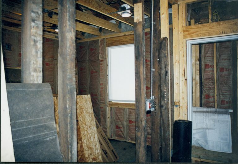 Sprigg House, North wall and window being installed Lincoln Home NHS- Sprigg House, Roll N9 exp 3 Sprigg House, restoration