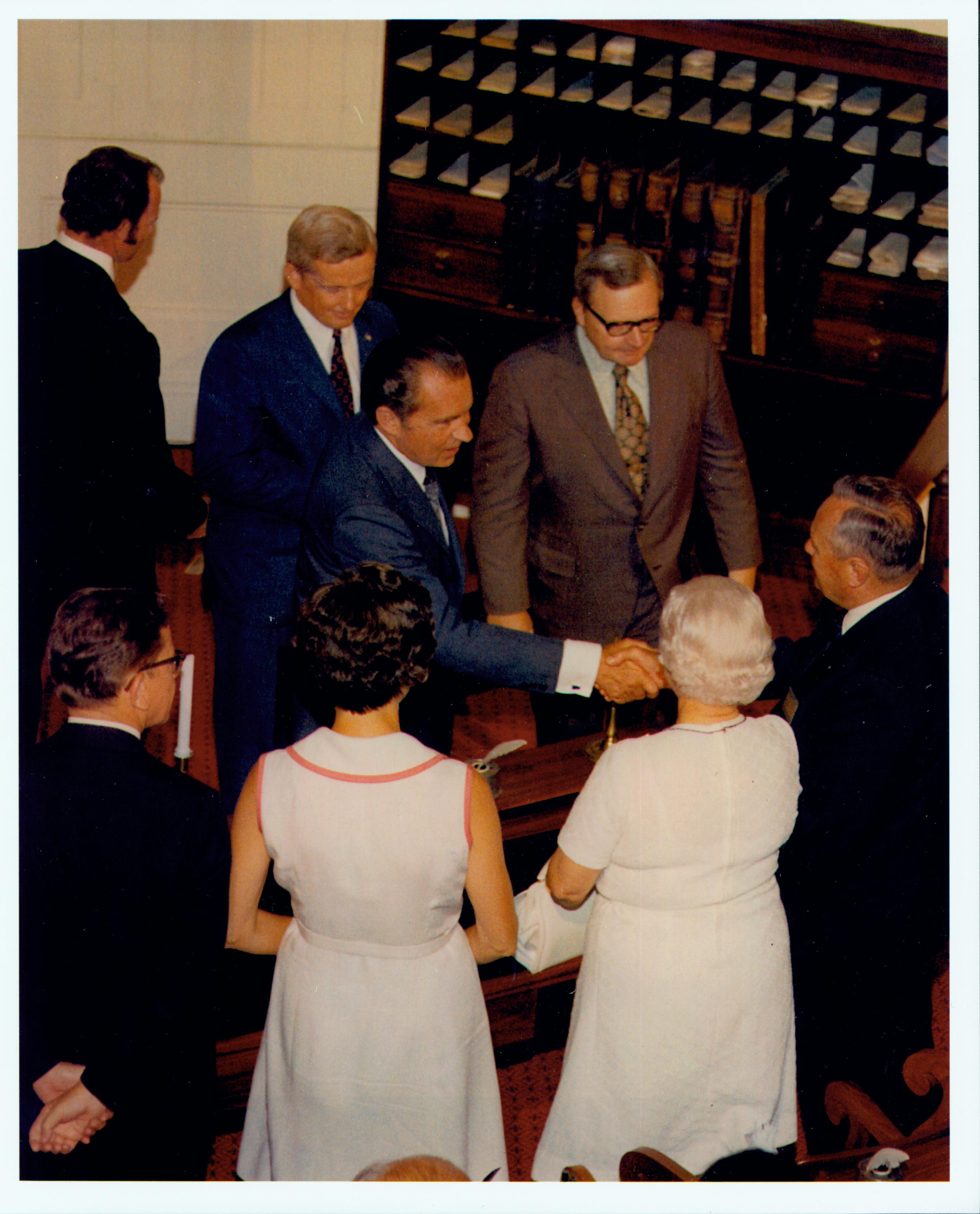 President Nixon signing legislation Old State House, Nixon