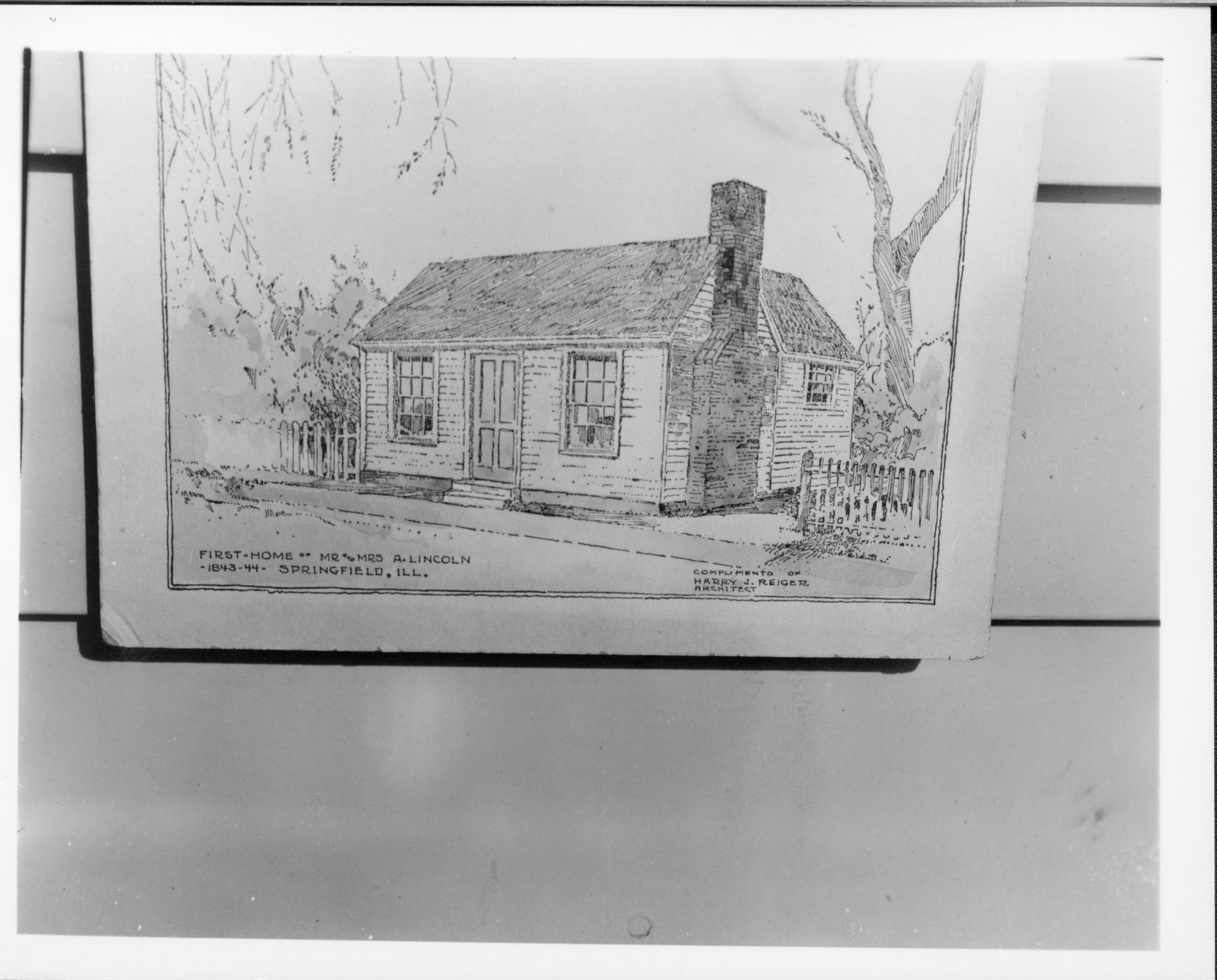 Lincoln Home - First Built One Story Photo of a drawing 