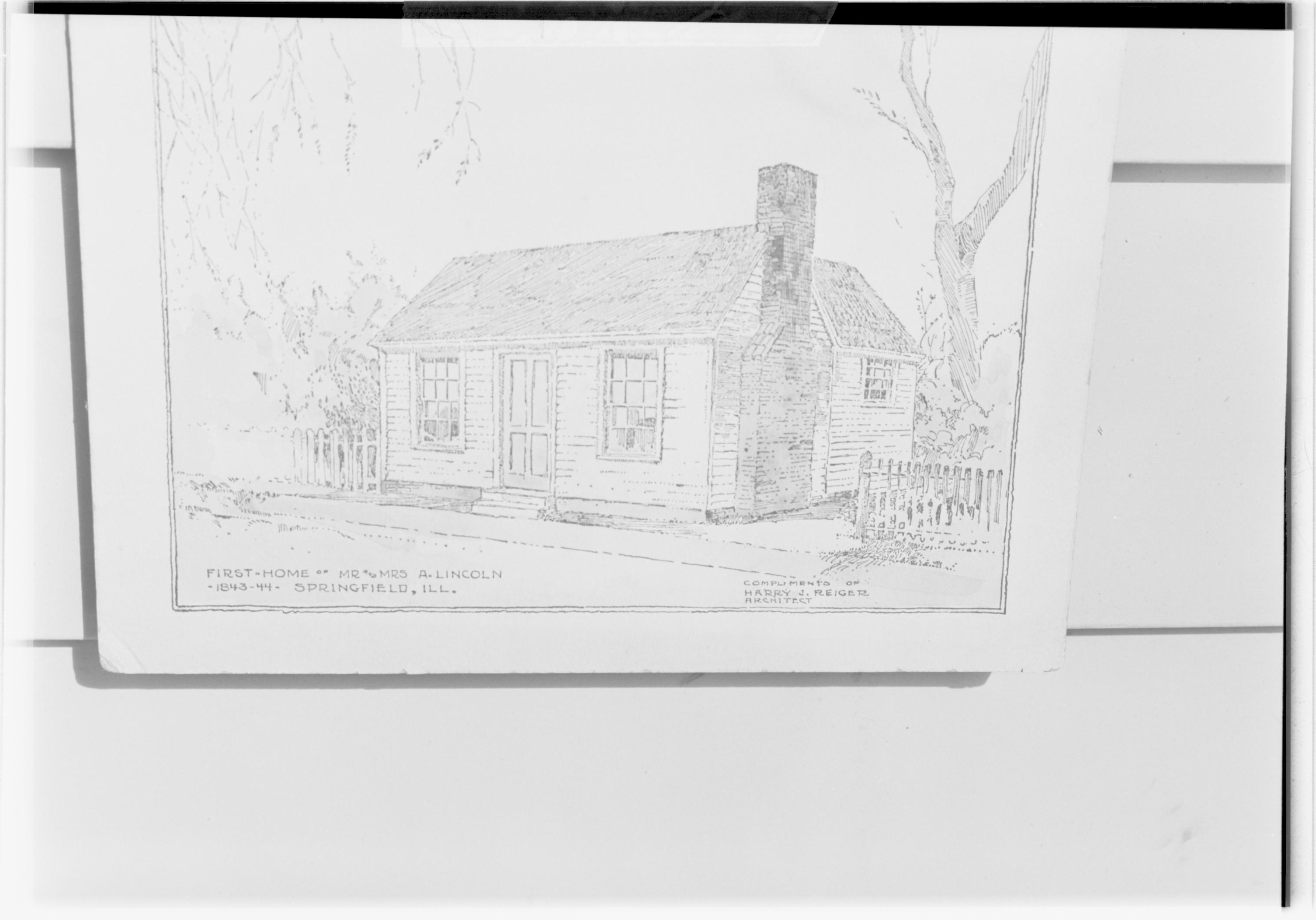 Lincoln Home - First Built One Story Photo of a drawing 