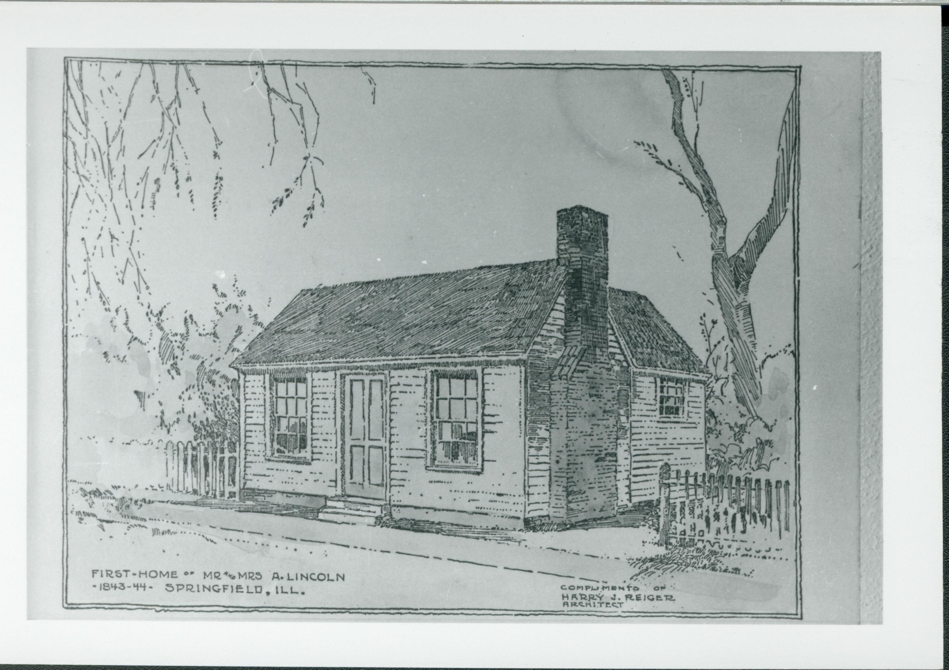 Three room house Lincoln rented 1843-1844 Photo of a sketch 