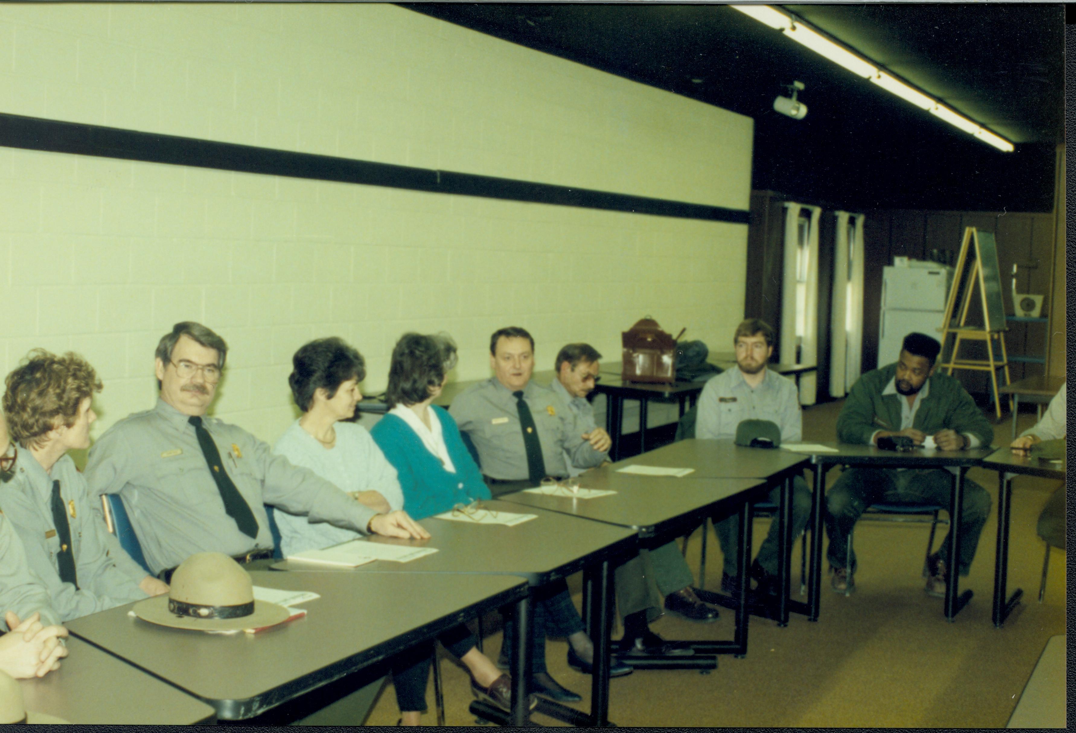 Maintenance Division and others at staff meeting in Conference Center looking Northeast on second floor staff, Conference Center