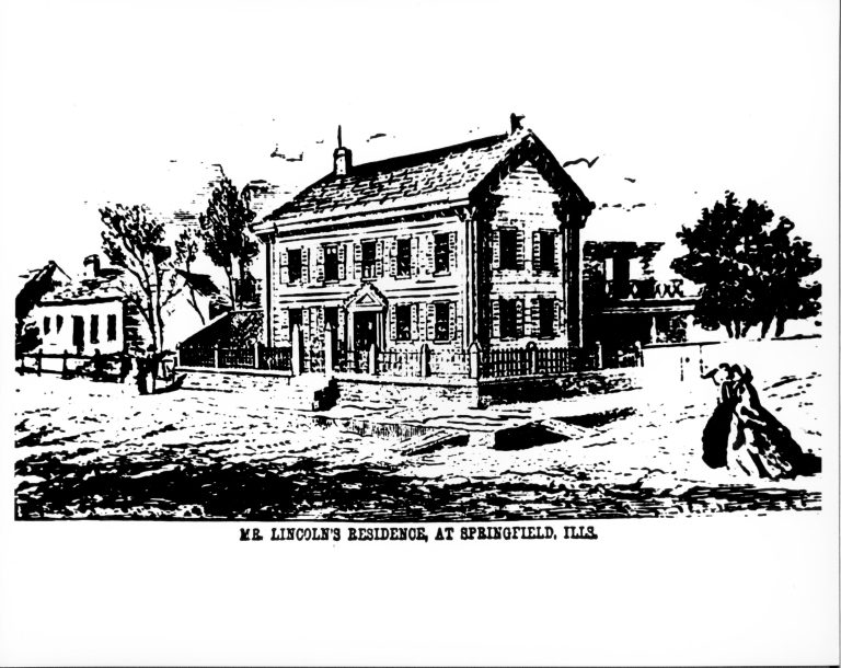 Mr. Lincoln's Residence, at Springfield, Ills. drawing Lincoln Home