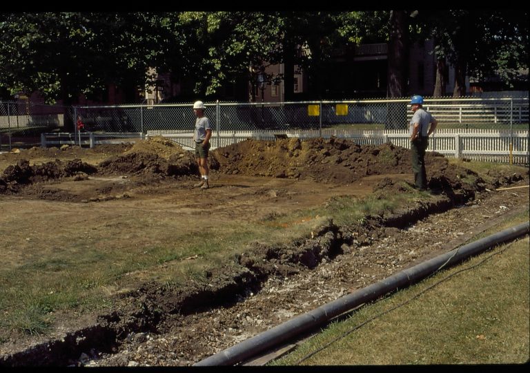 Digging foundation LIHO NHS- Arnold House, HS-20 Roll #9 exp 23 Arnold House, restoration