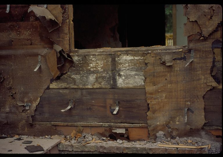 Room 104, painted planks LIHO NHS- Arnold House, HS-20 Roll #1 7/17-7/23/96, exp 8 Arnold House, restoration