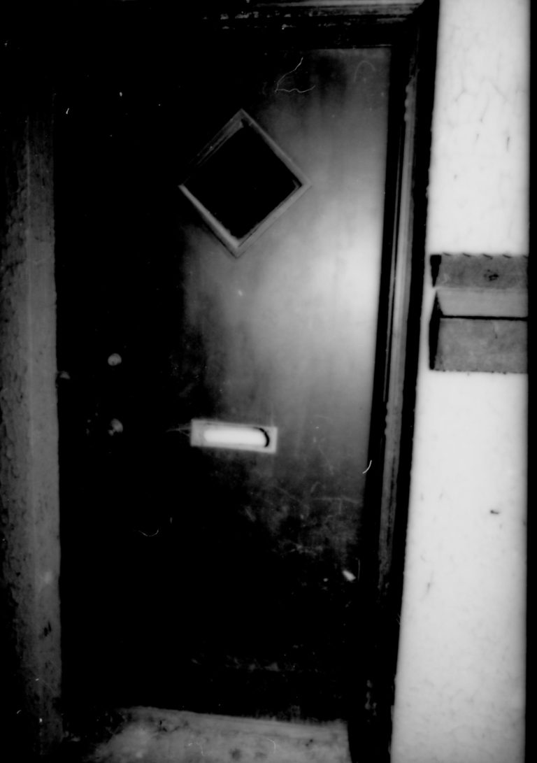 Purpose: Document existing conditions before major removals begin; Stuve House, basement, exterior west entrance, under first floor west entrance, west wall, door detail Lincoln Home NHS- Stuve House HS-05-007A, exp 5 Stuve House, removals