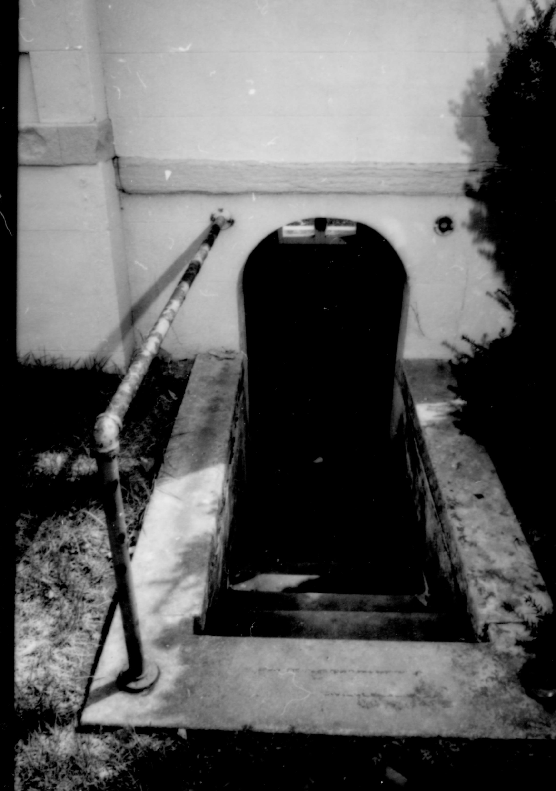 Purpose: Document existing conditions before major removals begin; Stuve House, exterior stairway to west basement entrance, under first floor west entrance Lincoln Home NHS- Stuve House HS-05-007A, exp 8 Stuve House, removals