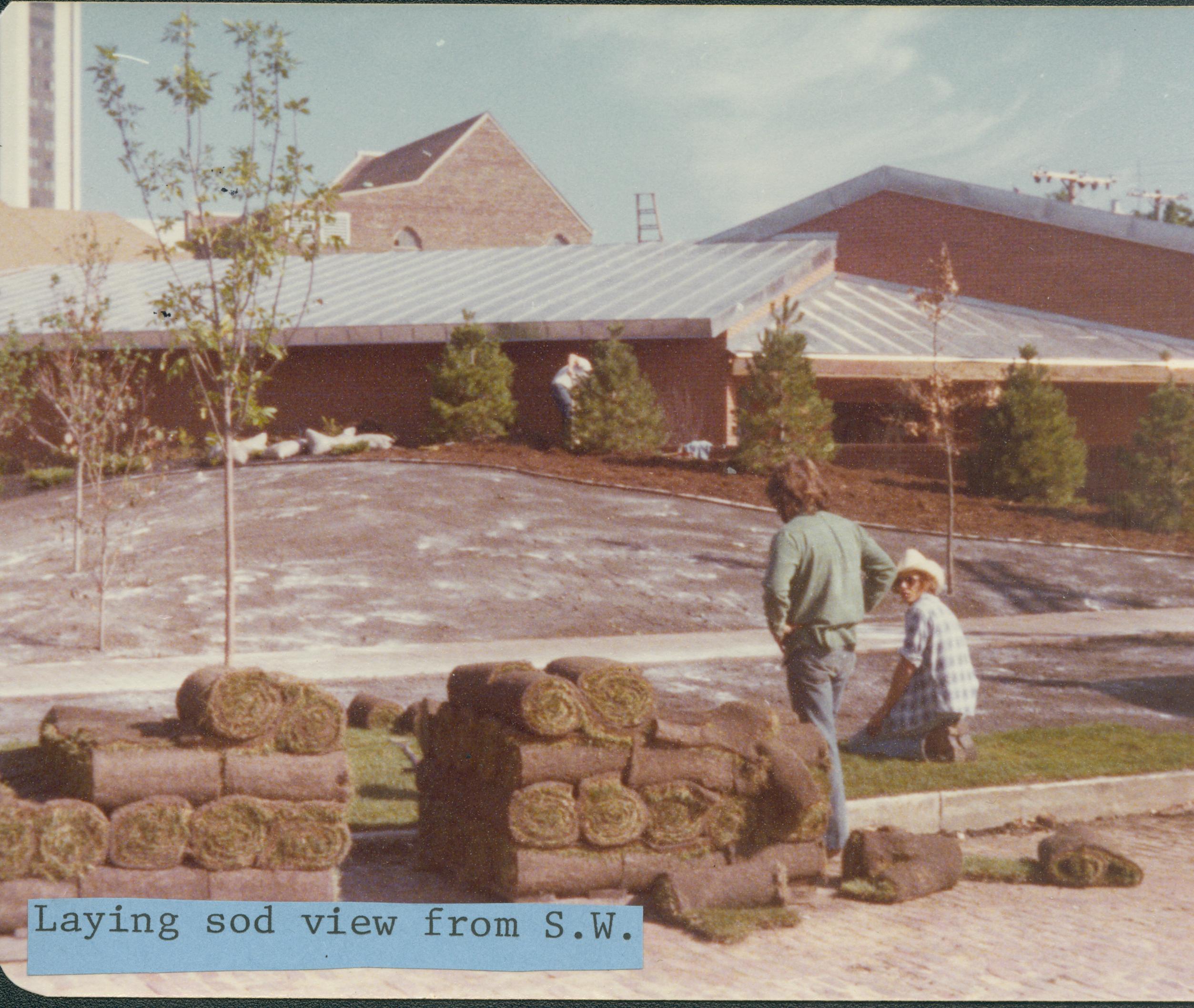 Laying sod, view from Southwest Lincoln Home NHS- Visitor Center Visitor Center, construction