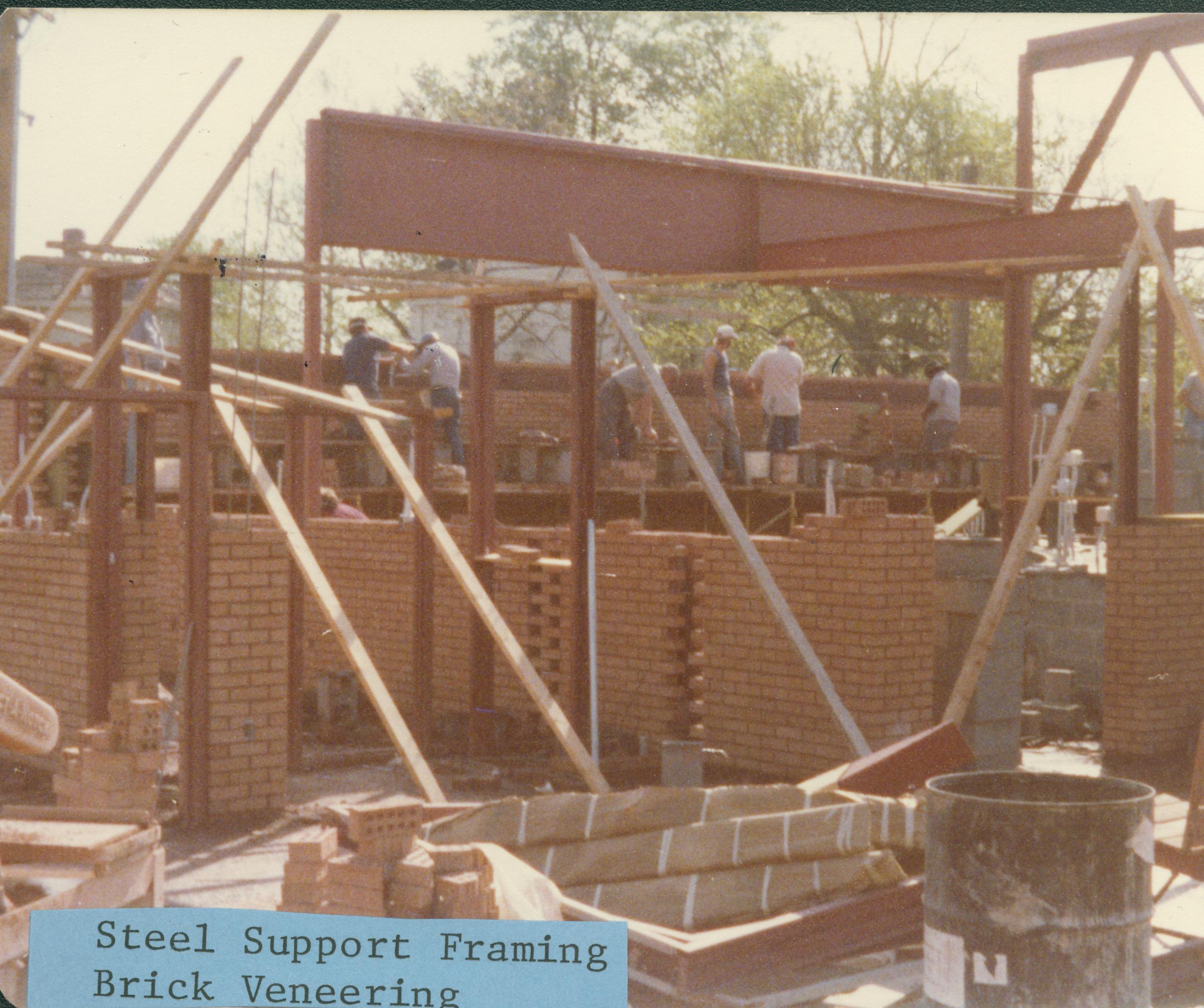 steel support framing brick veneering Lincoln Home NHS- Visitor Center Visitor Center, construction