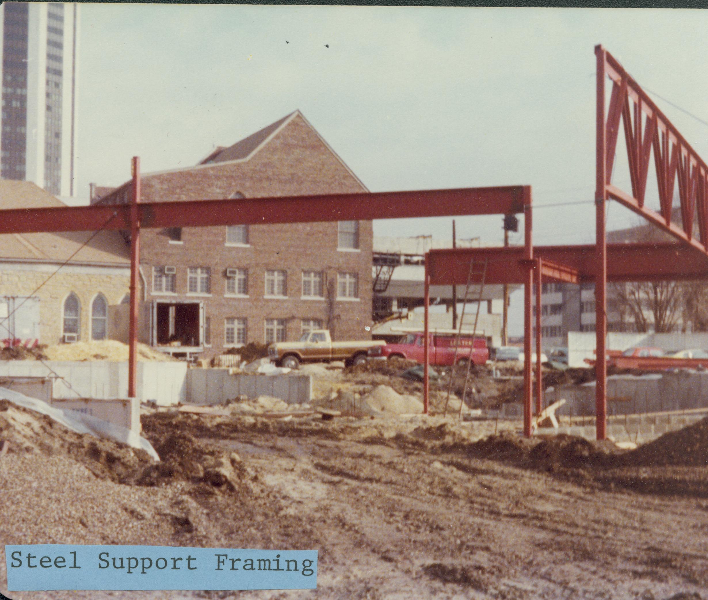 steel support framing Lincoln Home NHS- Visitor Center Visitor Center, construction