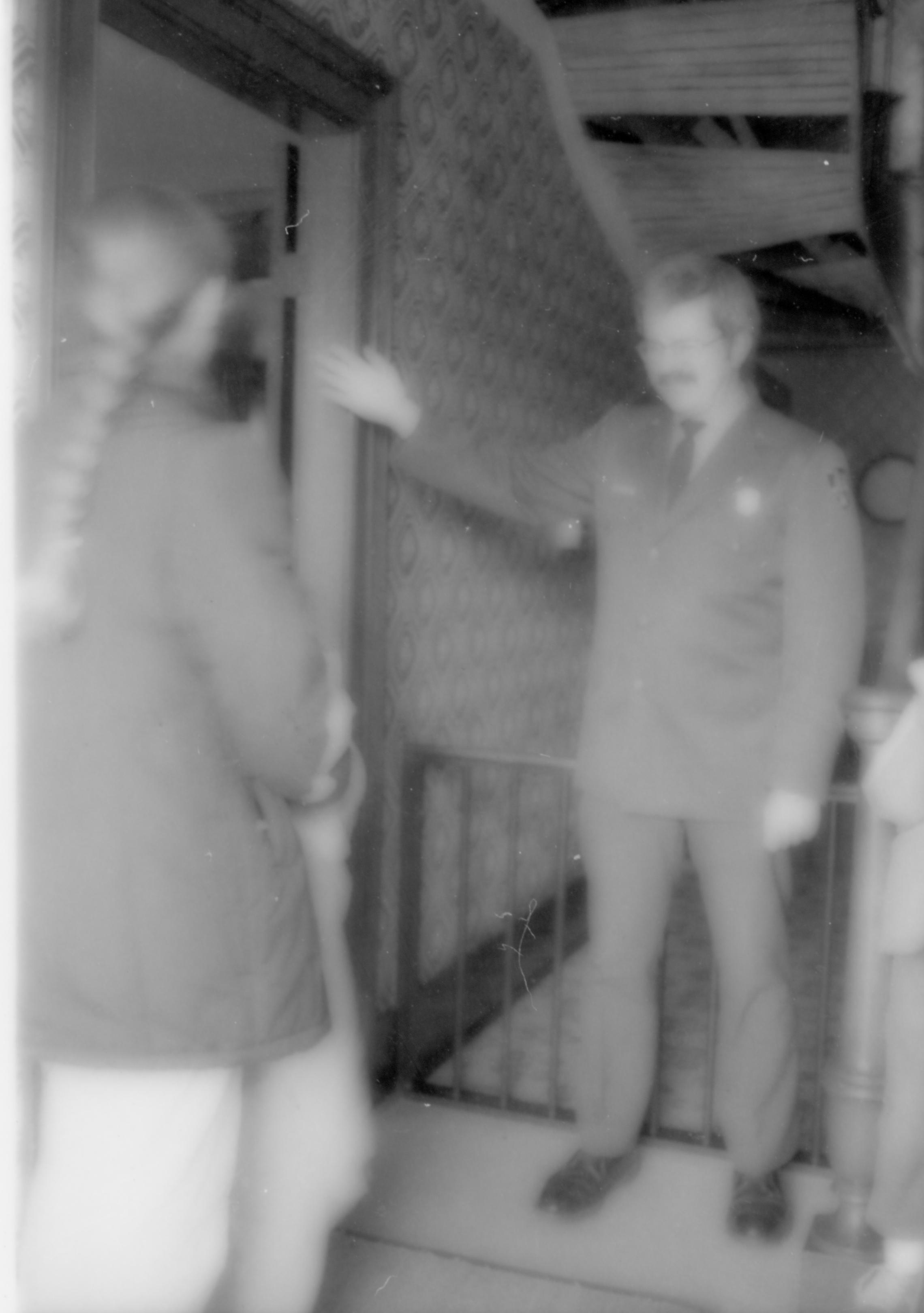 Park ranger talking to visitor in entrance hall. Lincoln Home NHS- Visitor Center Dedication Ceremony Lincoln Home, ceremony, dedication