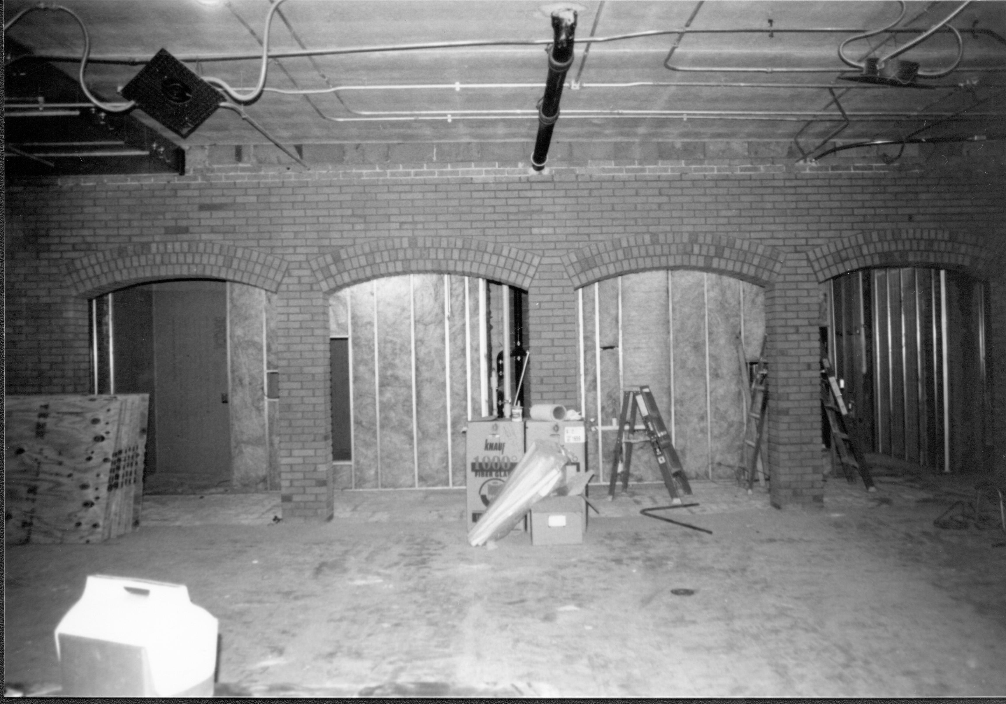 Visitor Center - remodeling, restroom entrance arches area off main area. Looking Northwest from main area. Visitor Center, arches, remodeling, restrooms, main