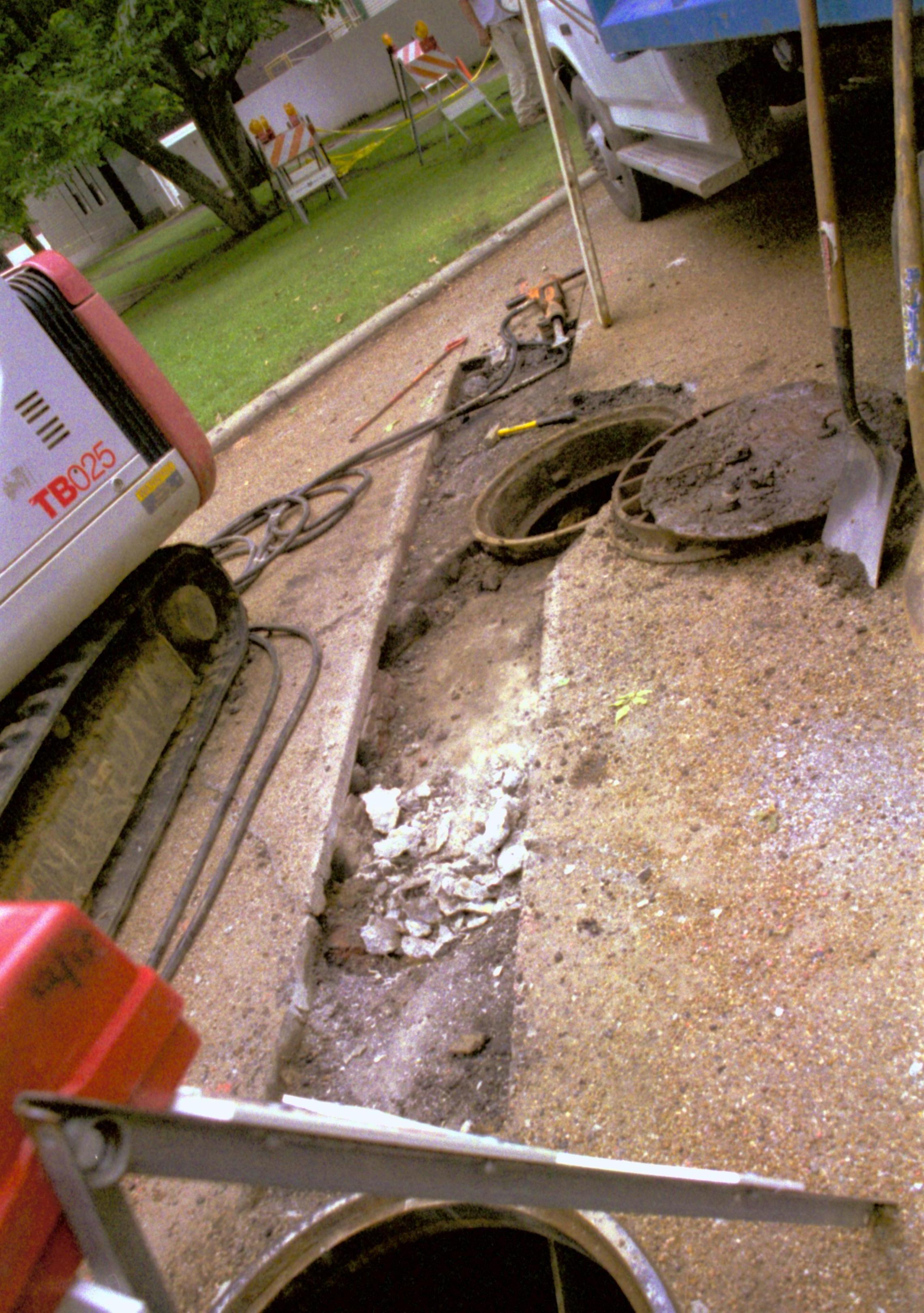 South of Visitor Center, steam valves exterior Lincoln Home NHS- Visitor Center remodel,  Roll 2000-8, exp 7 Visitor Center, steampipe, valves