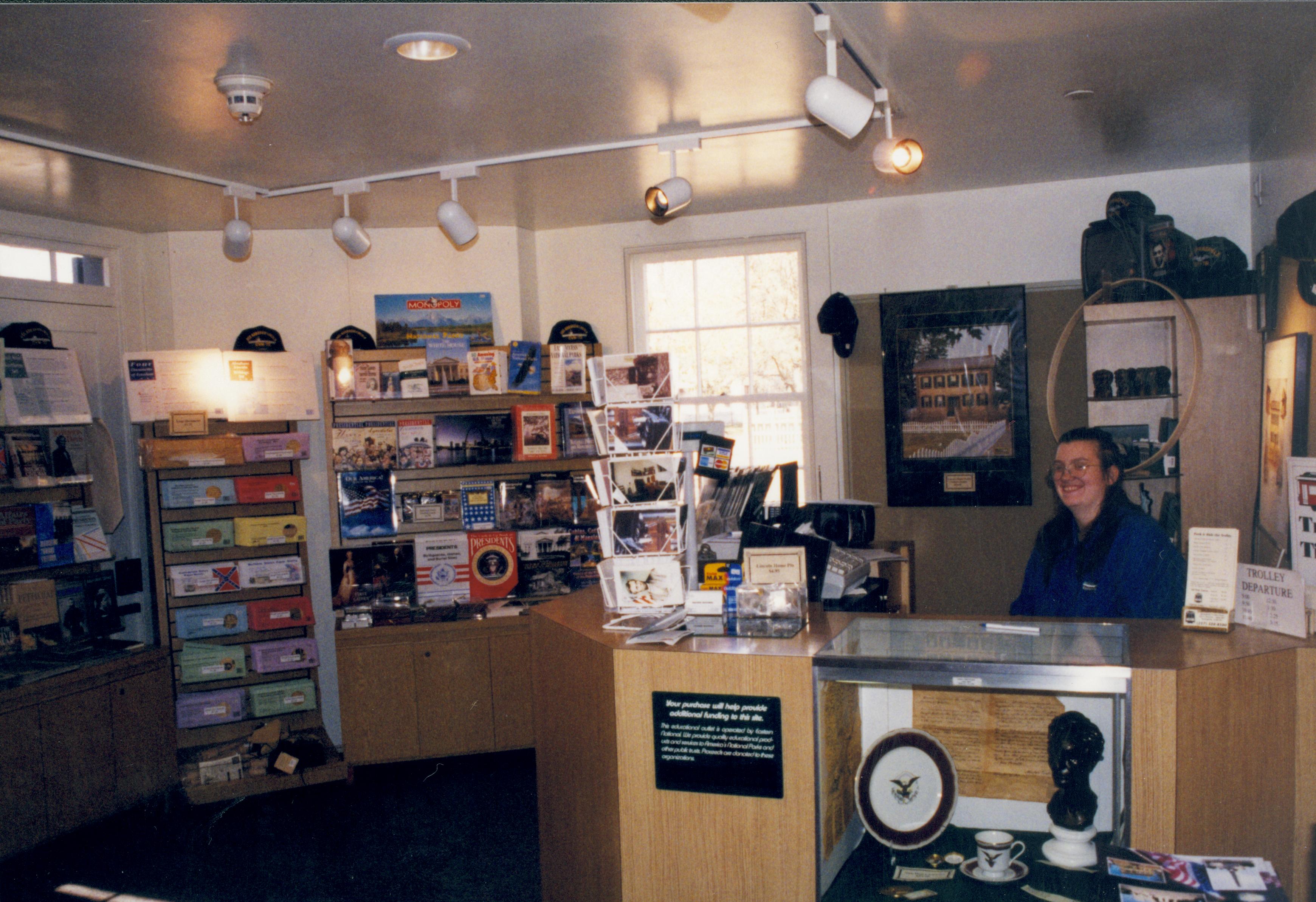 Temporary bookstore setup Lincoln Home NHS- Visitor Center remodel,  Roll 1999-15 exp 11 Visitor Center, Arnold, temporary