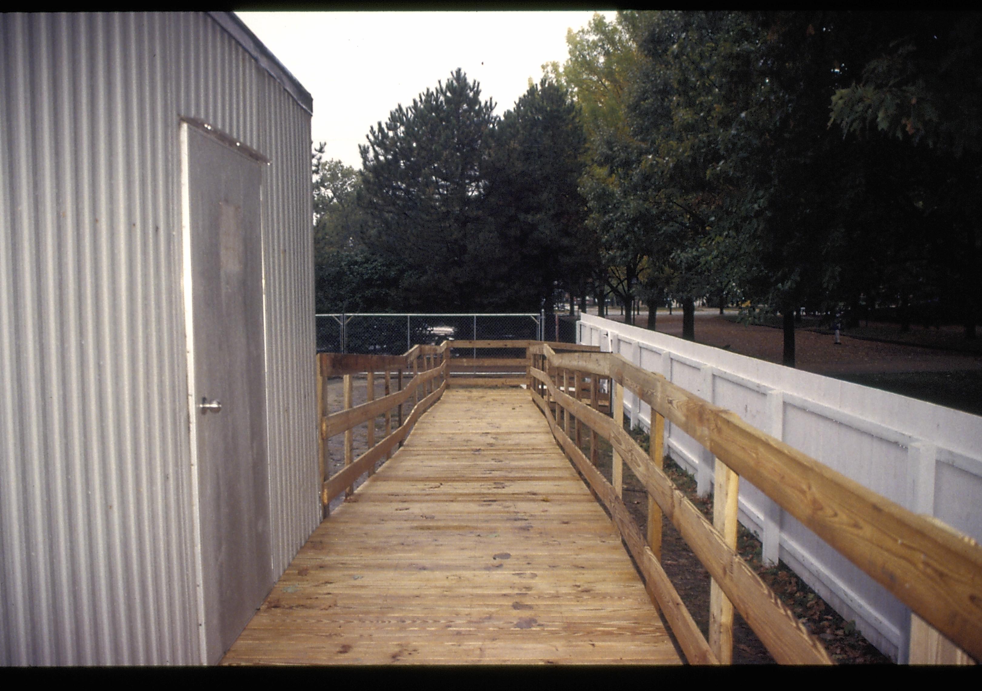 restroom trailer access ramp Lincoln Home NHS- Visitor Center remodel,  Roll 1999-11 exp 9 Visitor Center, Corneau, restroom, temporary