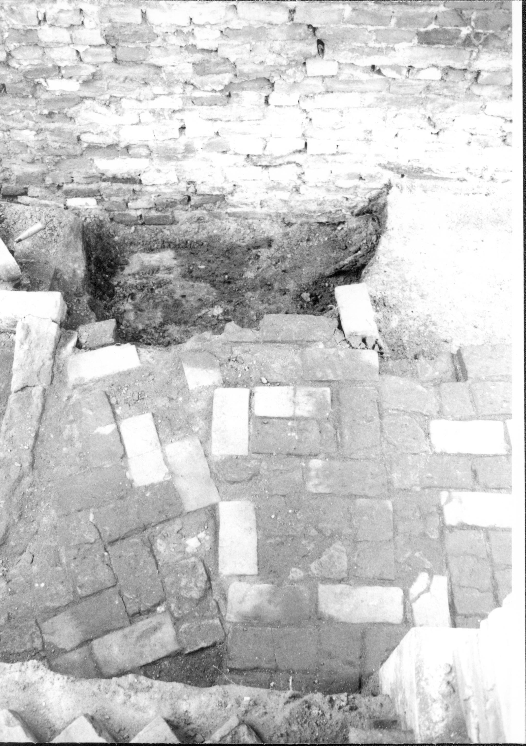 Archeological excavation- beneath rear porch, west Lincoln Home NHS- Sprigg House HS-11, foundation and fence, Roll #4 exp 9 Sprigg House, foundation