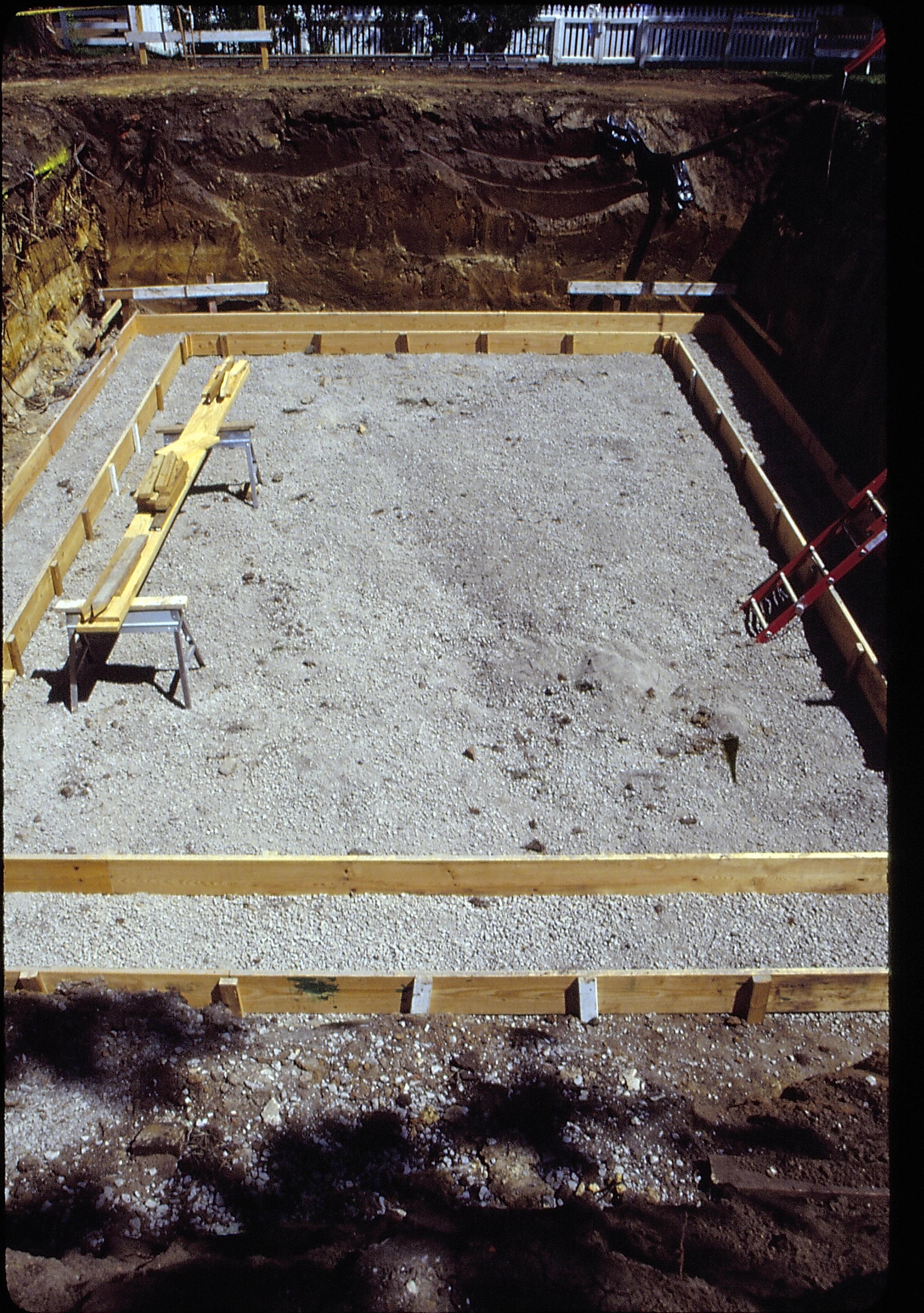 Sprigg House, Foundation for structure with frames set for pouring. Photo taken looking East Lincoln Home NHS- Sprigg House, Roll N3 exp 2 Sprigg House, restoration