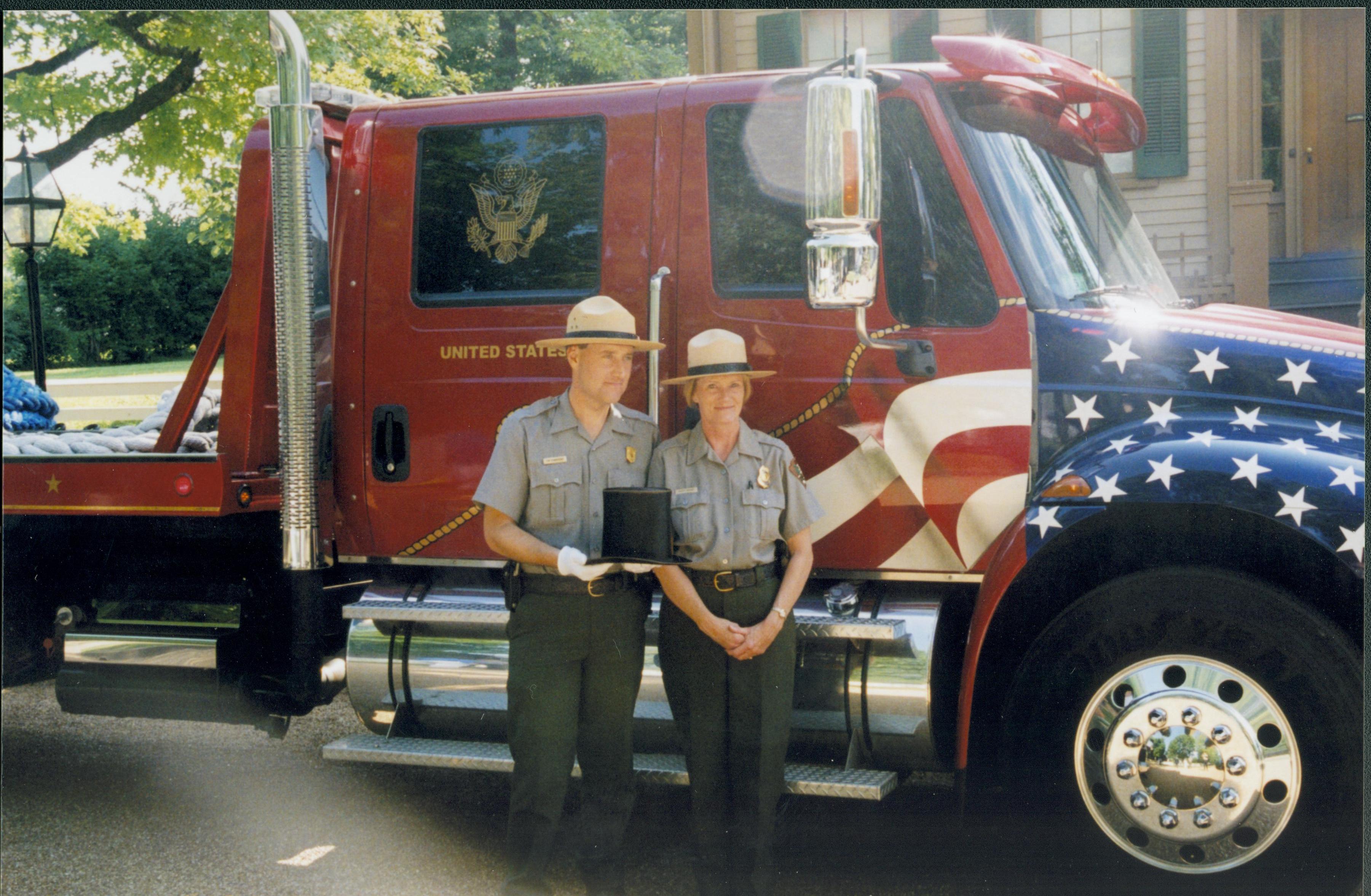 NA Lincoln Home NHS- National Flag Exhibit, Roll 1 Lincoln home, exhibit, Marine Corps truck