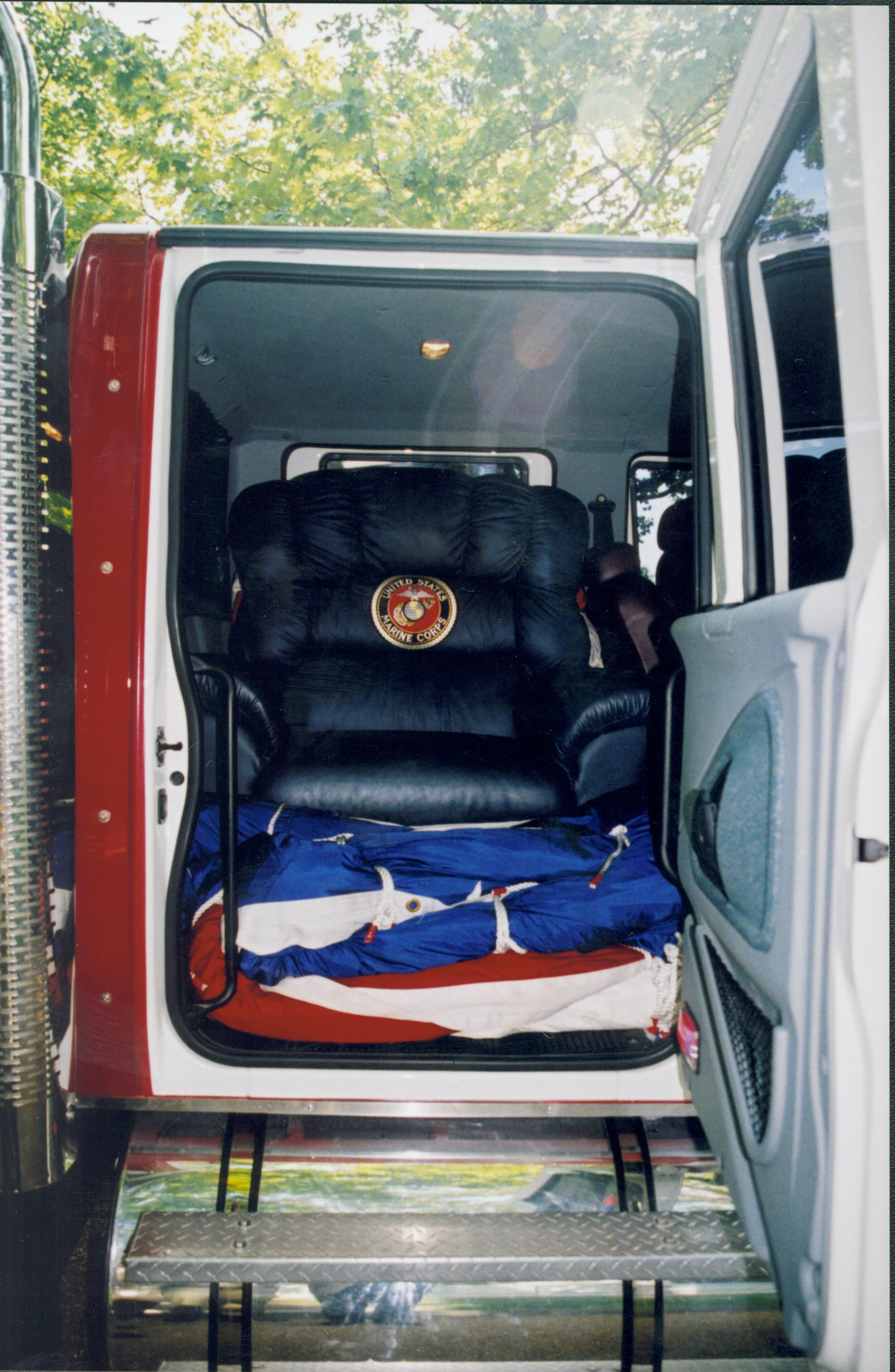 NA Lincoln Home NHS- National Flag Exhibit, Roll 1 Lincoln home, exhibit, Marine Corps truck