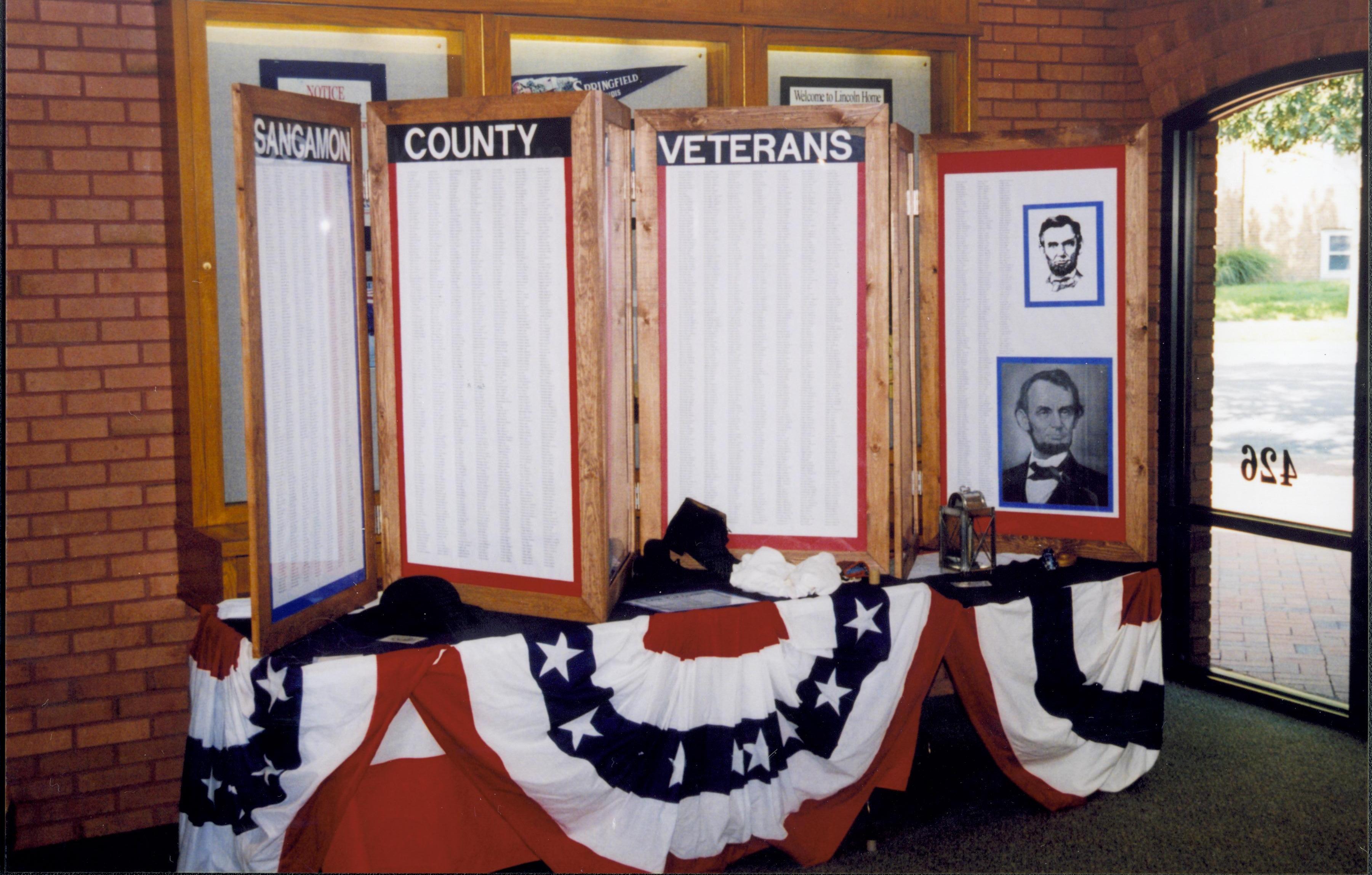 NA Lincoln Home NHS- National Flag Exhibit, Roll 1 exhibit, veteran memorial