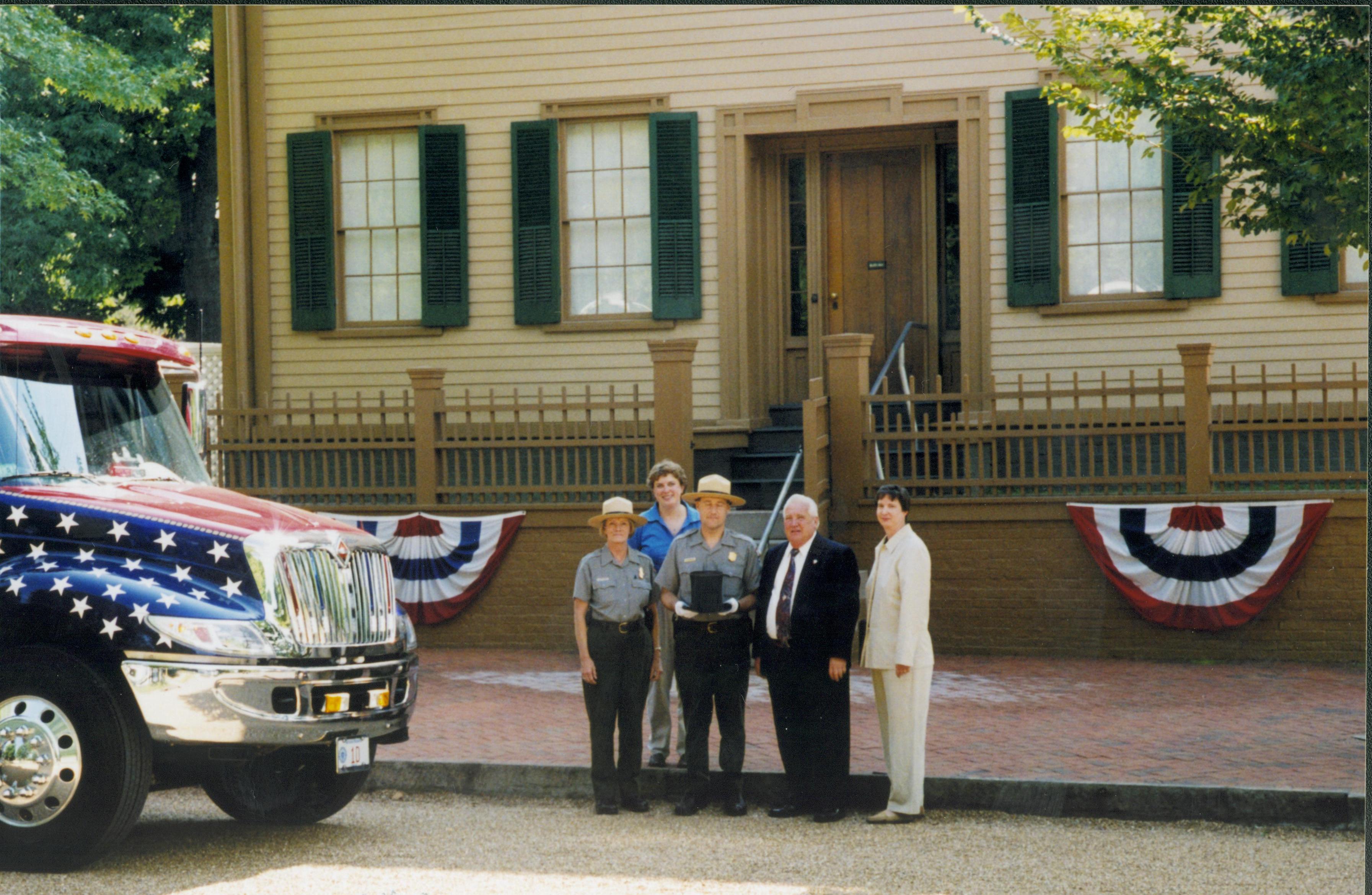 NA Lincoln Home NHS- National Flag Exhibit, Roll 1 Lincoln home, exhibit, Marine Corps truck