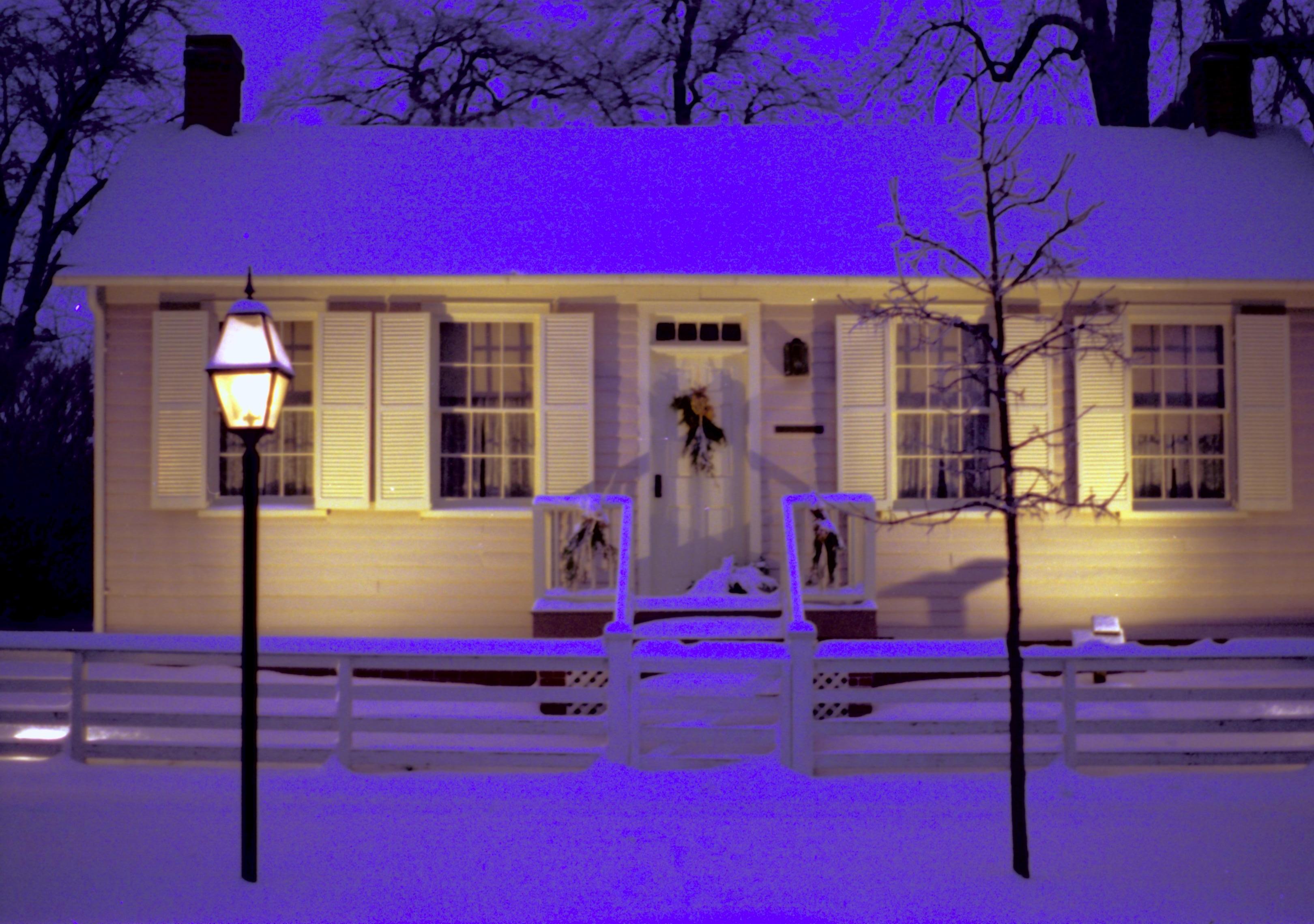 NA Lincoln Home NHS- Christmas in Licoln Neighborhood 1993, Holiday Decorations Christmas, decorations, neighborhood, night