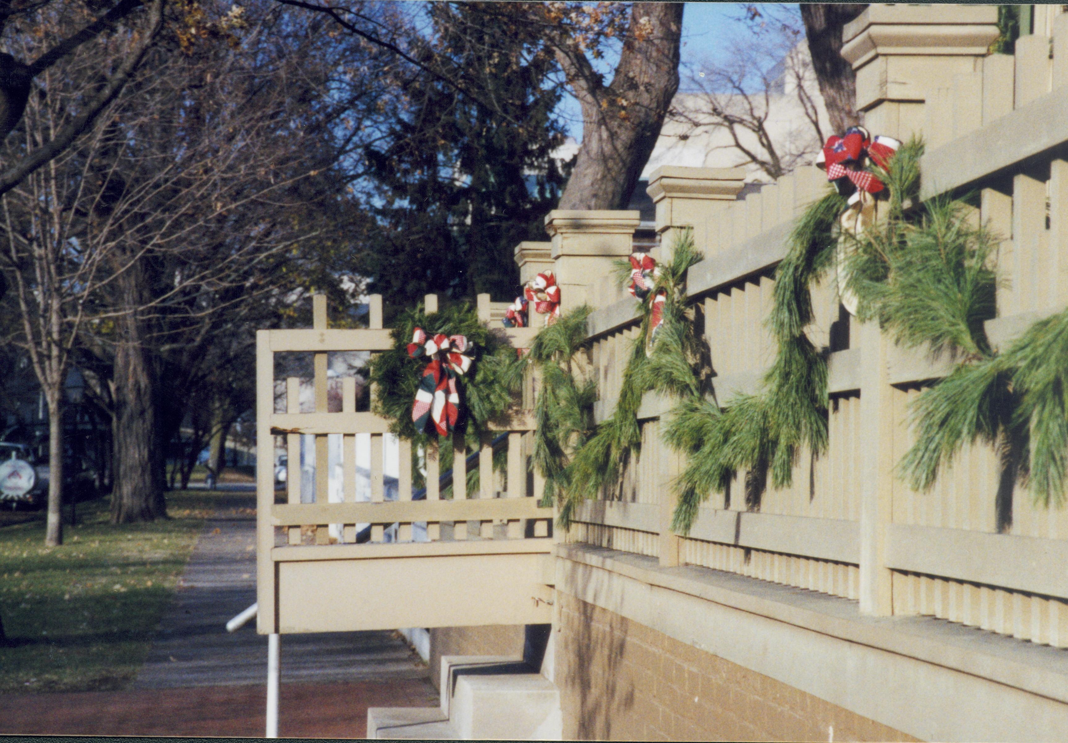 Close-up of Christmas decorations at Lincoln home. Lincoln Home NHS- Christmas in Lincoln Neighborhood 2000, HS-01 2000-10 Christmas, decorations, neighborhood