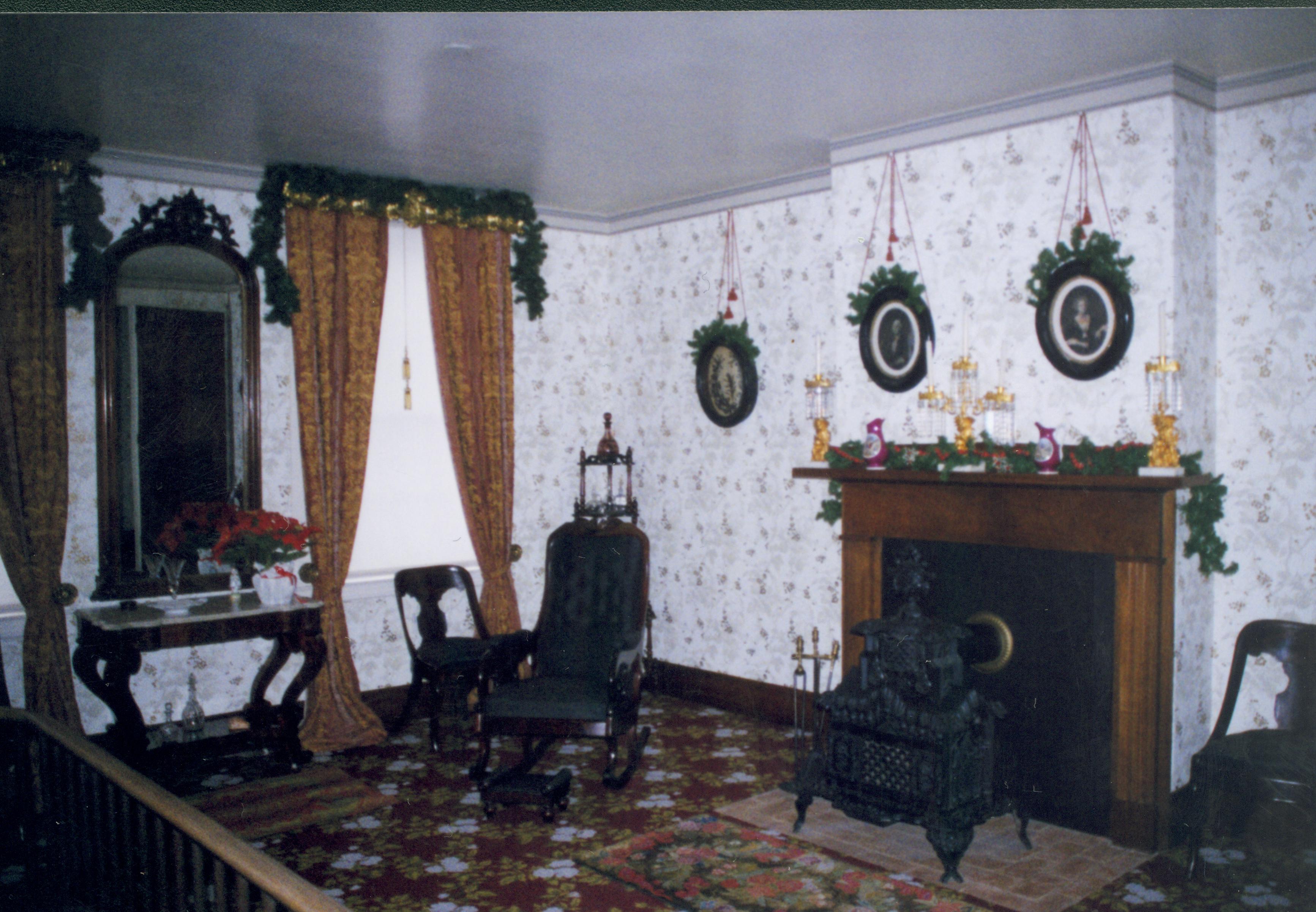 Front parlor decorated for Christmas Lincoln Home NHS- Christmas in Lincoln Home 2001, roll 2001-7 Christmas, decorations, neighborhood