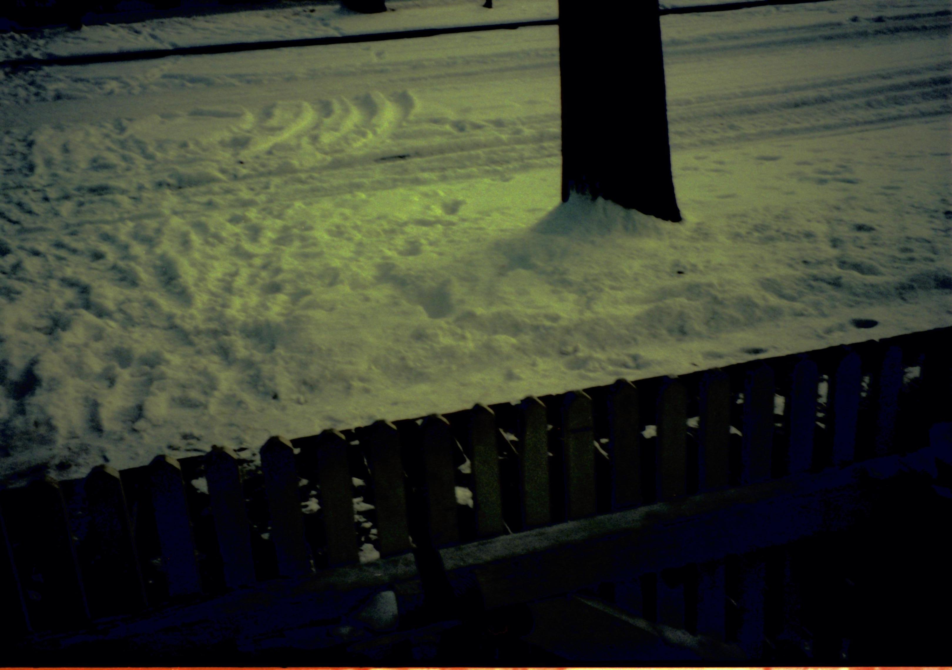 Street scene with snow. Lincoln Home NHS- Christmas Programs, 60A snow