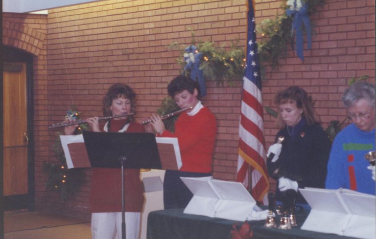 Flute players and bell ringers in VC. Lincoln Home NHS- Christmas Programs Christmas, decorations, program