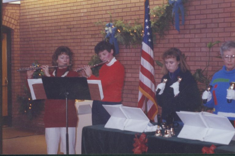 Flute players and bell ringers in VC. Lincoln Home NHS- Christmas Programs Christmas, decorations, program