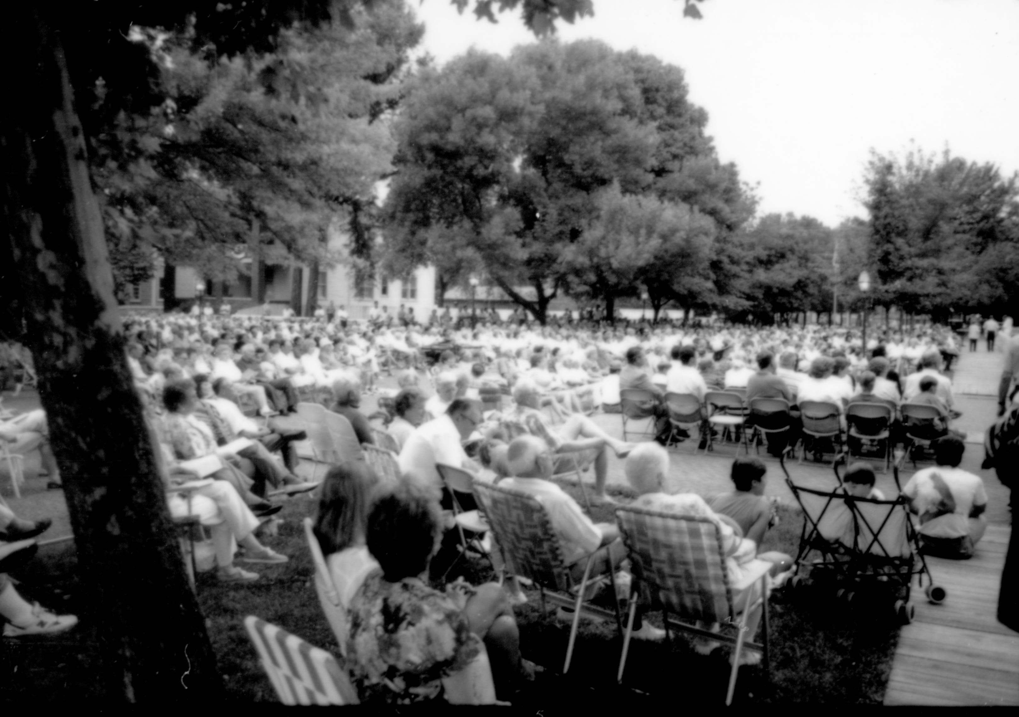 Crowd seated listening to concert. Lincoln Home NHS- Coast Guard Band Concert, 87020 concert, Coast Guard