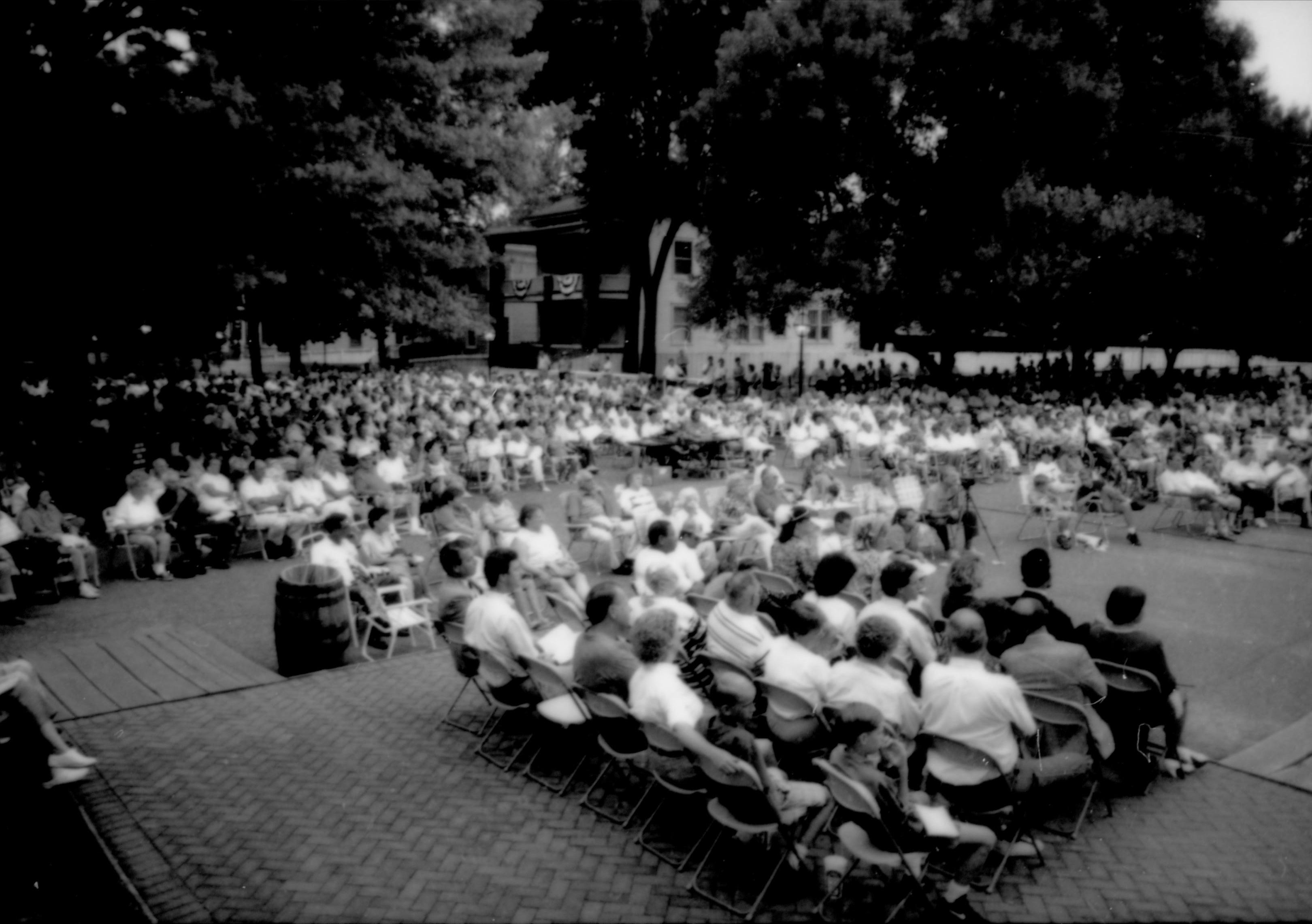 Crowd seated listening to concert. Lincoln Home NHS- Coast Guard Band Concert, 87020 concert, Coast Guard