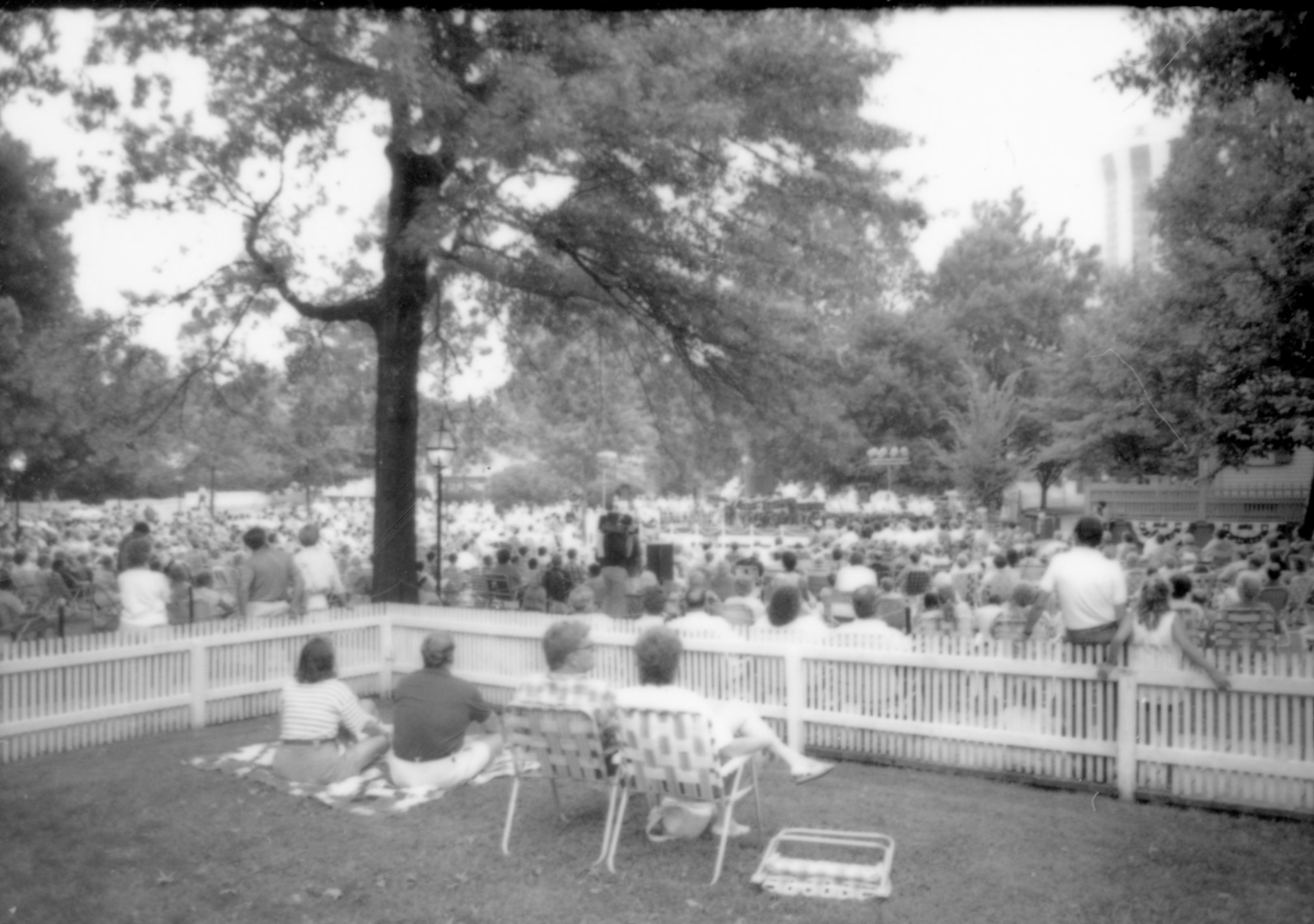 Crowd seated listening to concert. Lincoln Home NHS- Coast Guard Band Concert, 87020 concert, Coast Guard