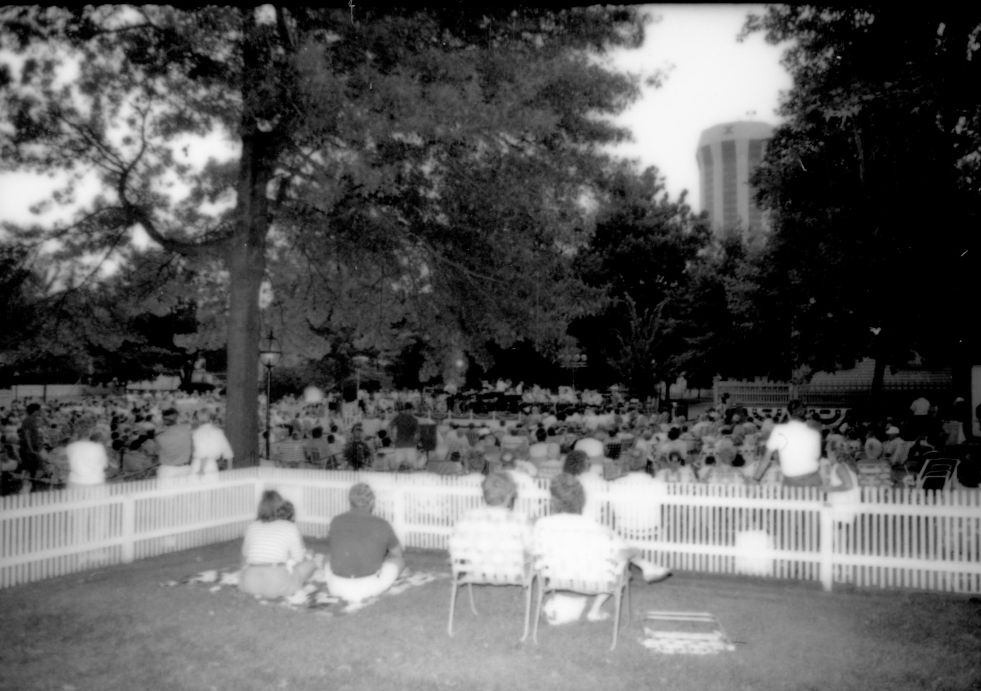 Crowd seated listening to concert. Lincoln Home NHS- Coast Guard Band Concert, 87020 concert, Coast Guard