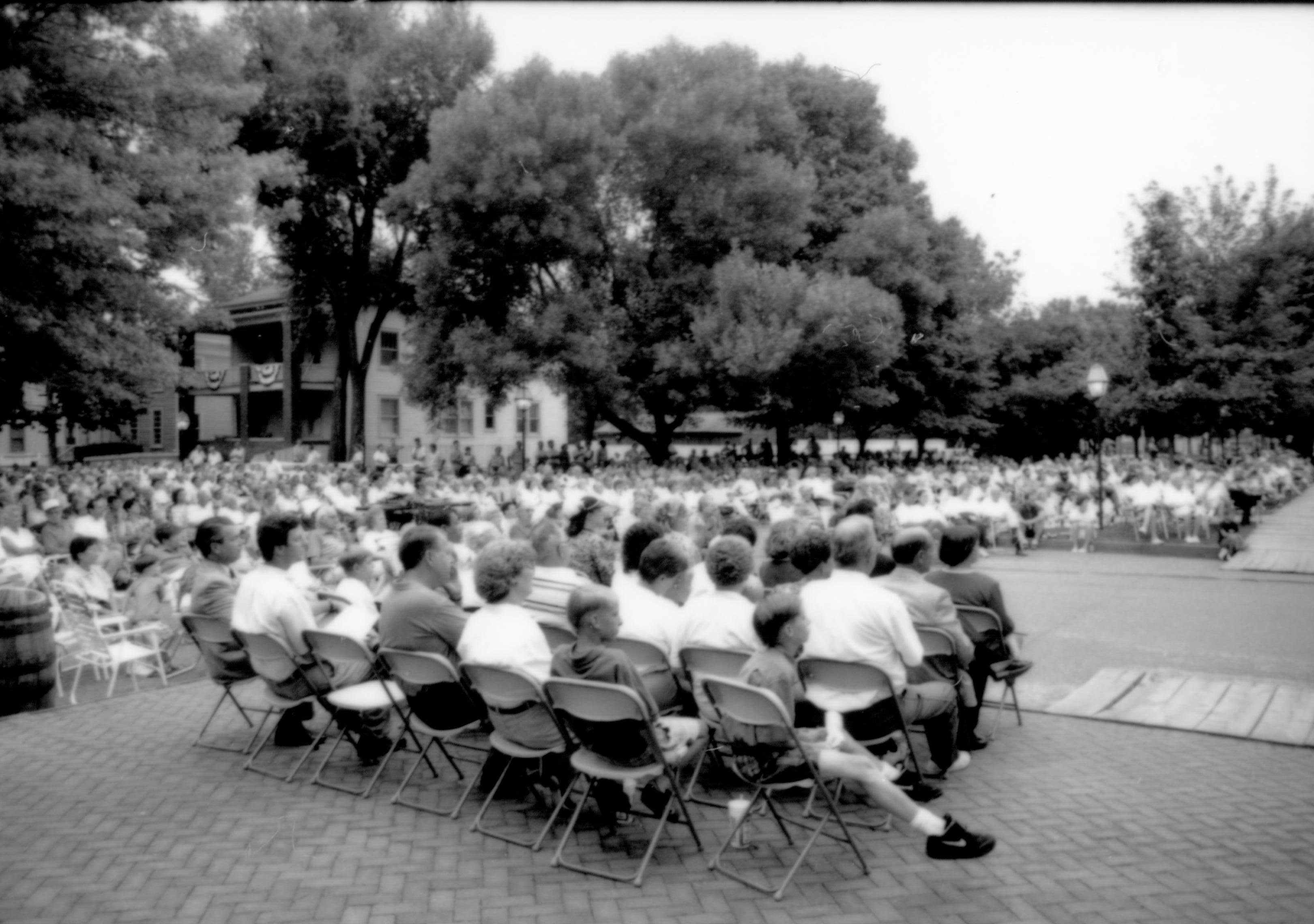 Crowd seated listening to concert. Lincoln Home NHS- Coast Guard Band Concert, 87020 concert, Coast Guard