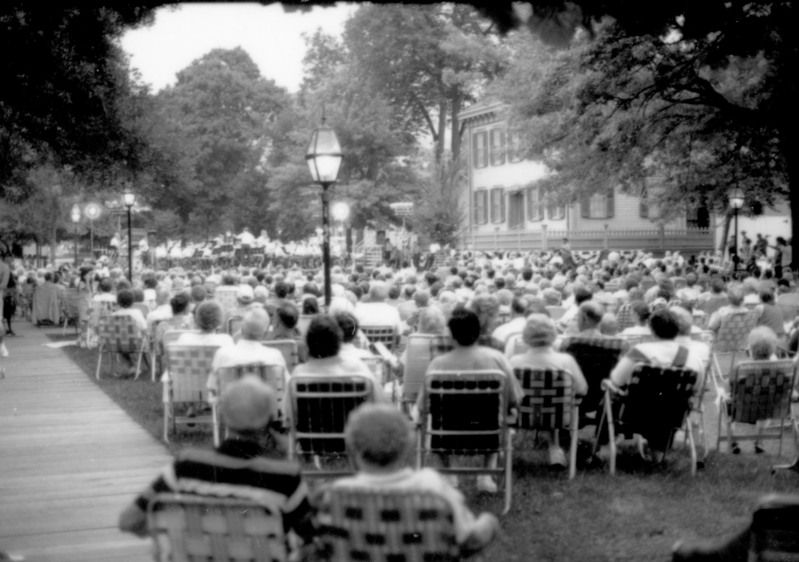 People listening to Coast Guard band. Lincoln Home NHS- Coast Guard Band Concert, 87020 concert, Coast Guard