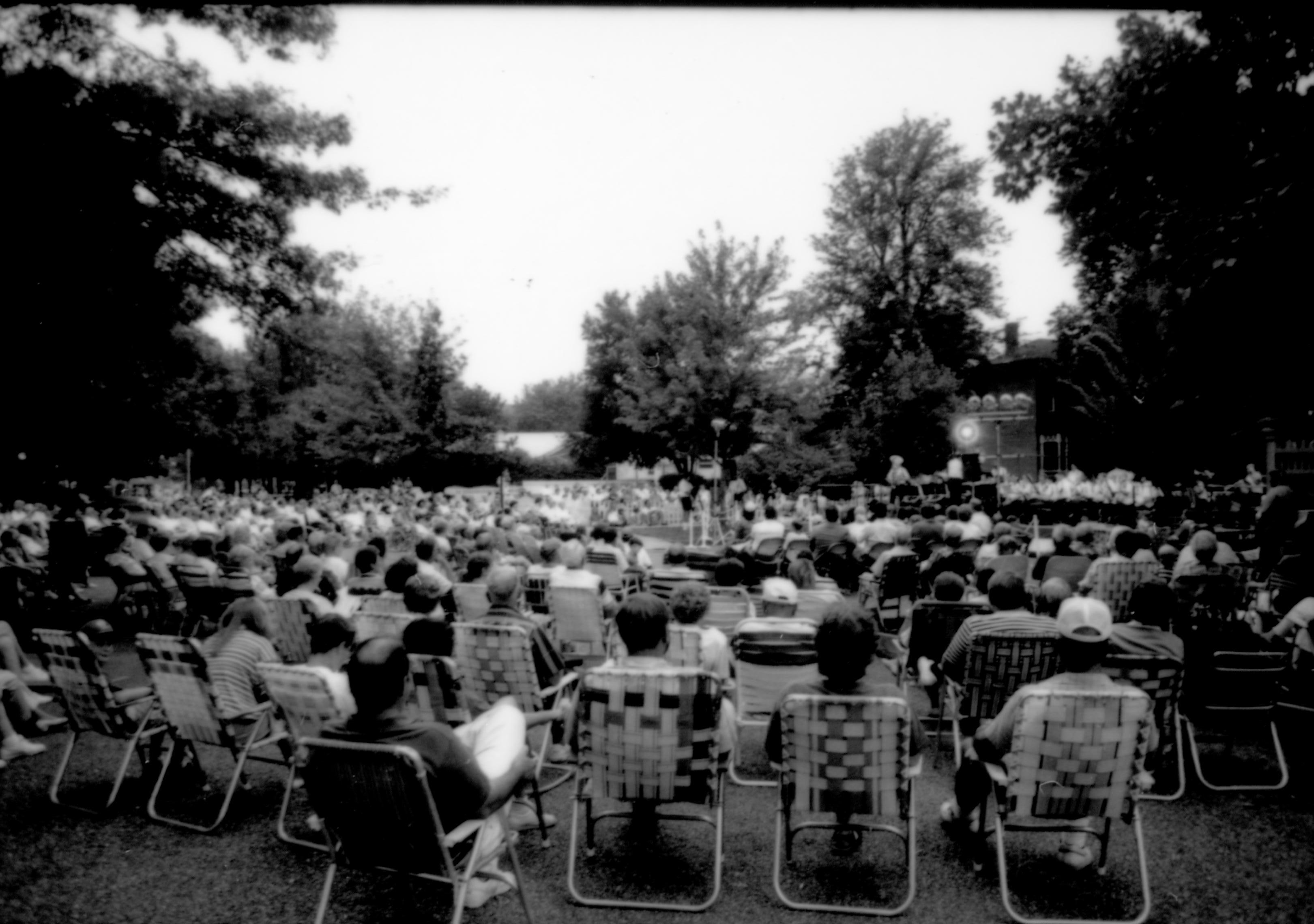 Crowd seated listening to concert. Lincoln Home NHS- Coast Guard Band Concert, 87020 concert, Coast Guard