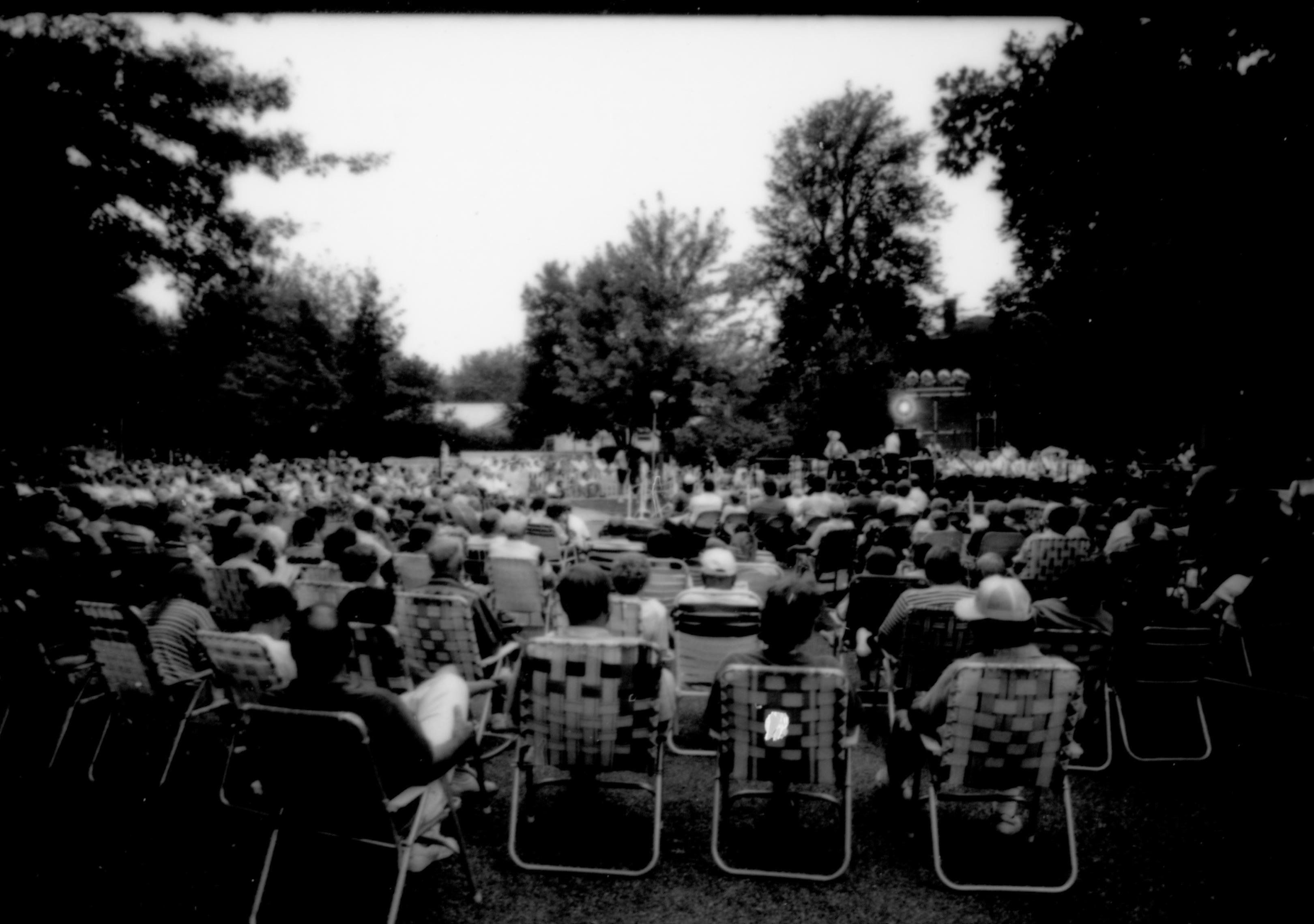 Crowd seated listening to concert. Lincoln Home NHS- Coast Guard Band Concert, 87020 concert, Coast Guard