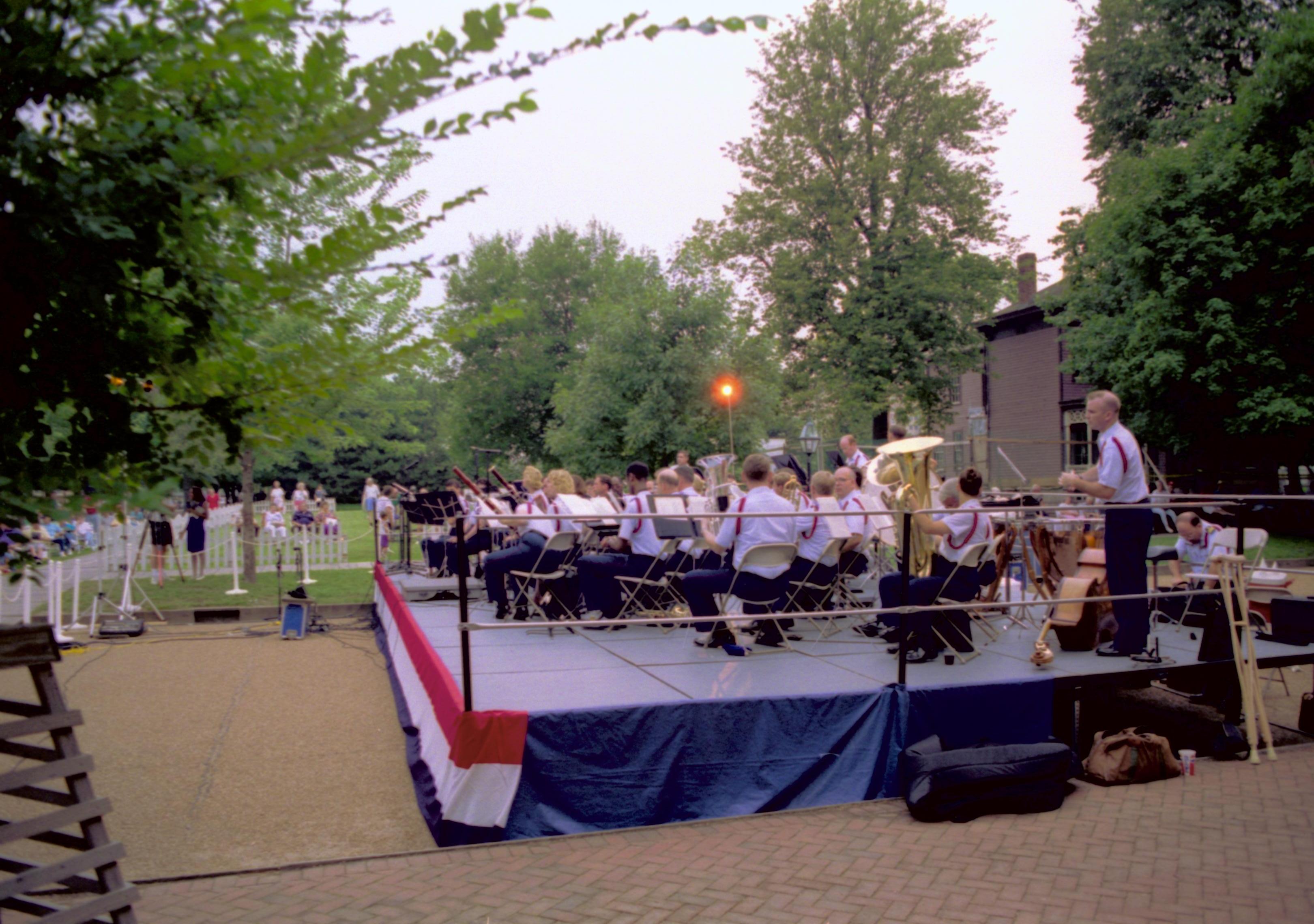 Coast Guard band on stage. Lincoln Home NHS- Coast Guard Band Concert, 267618 concert, Coast Guard