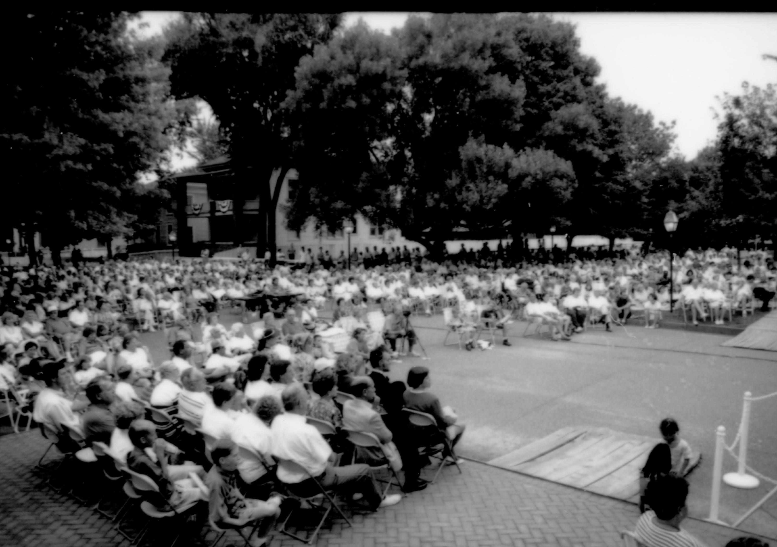 Crowd seated listening to concert. Lincoln Home NHS- Coast Guard Band Concert, 87020 concert, Coast Guard